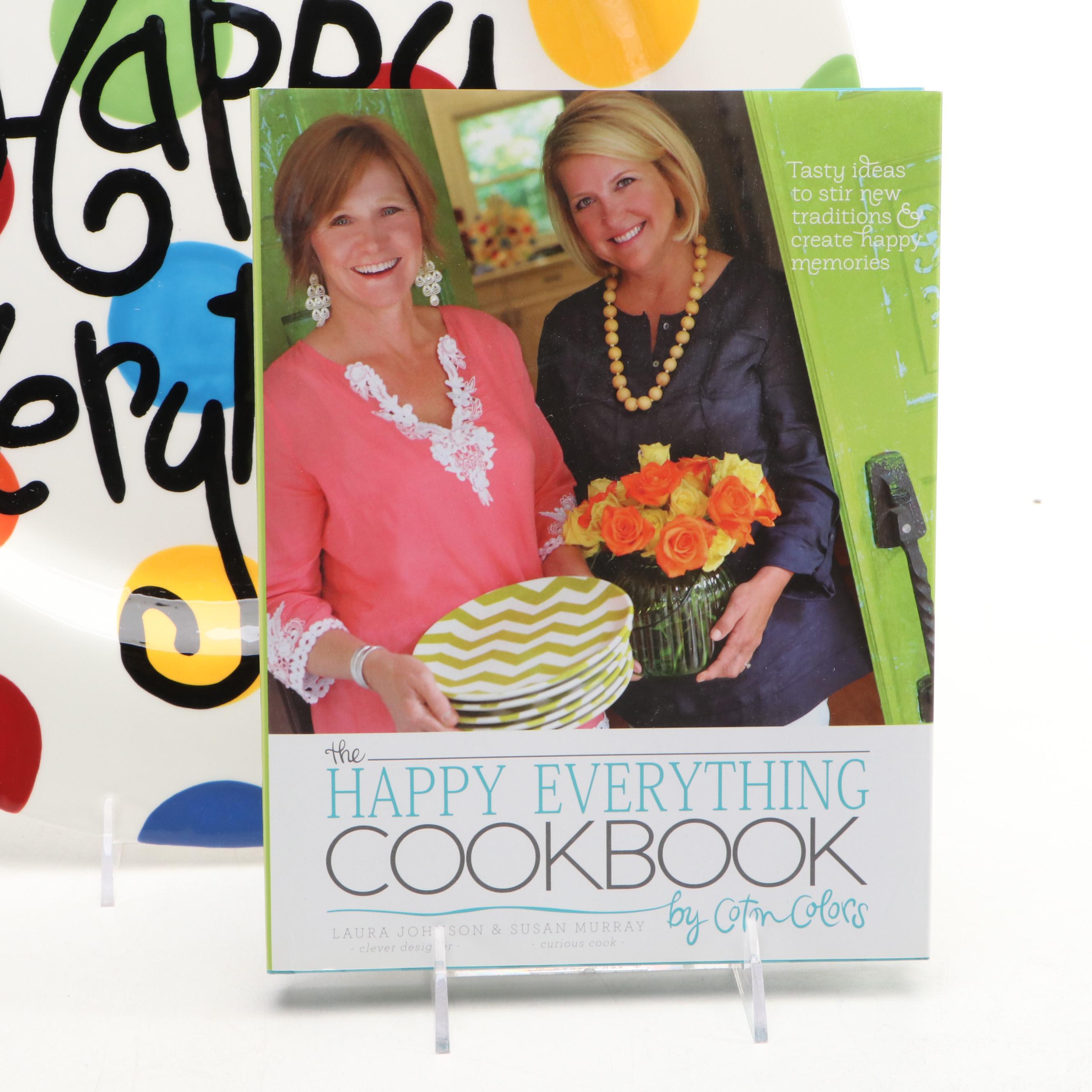 Coton Colors "Happy Everything" Platter with Trivet, Easter Box and Book