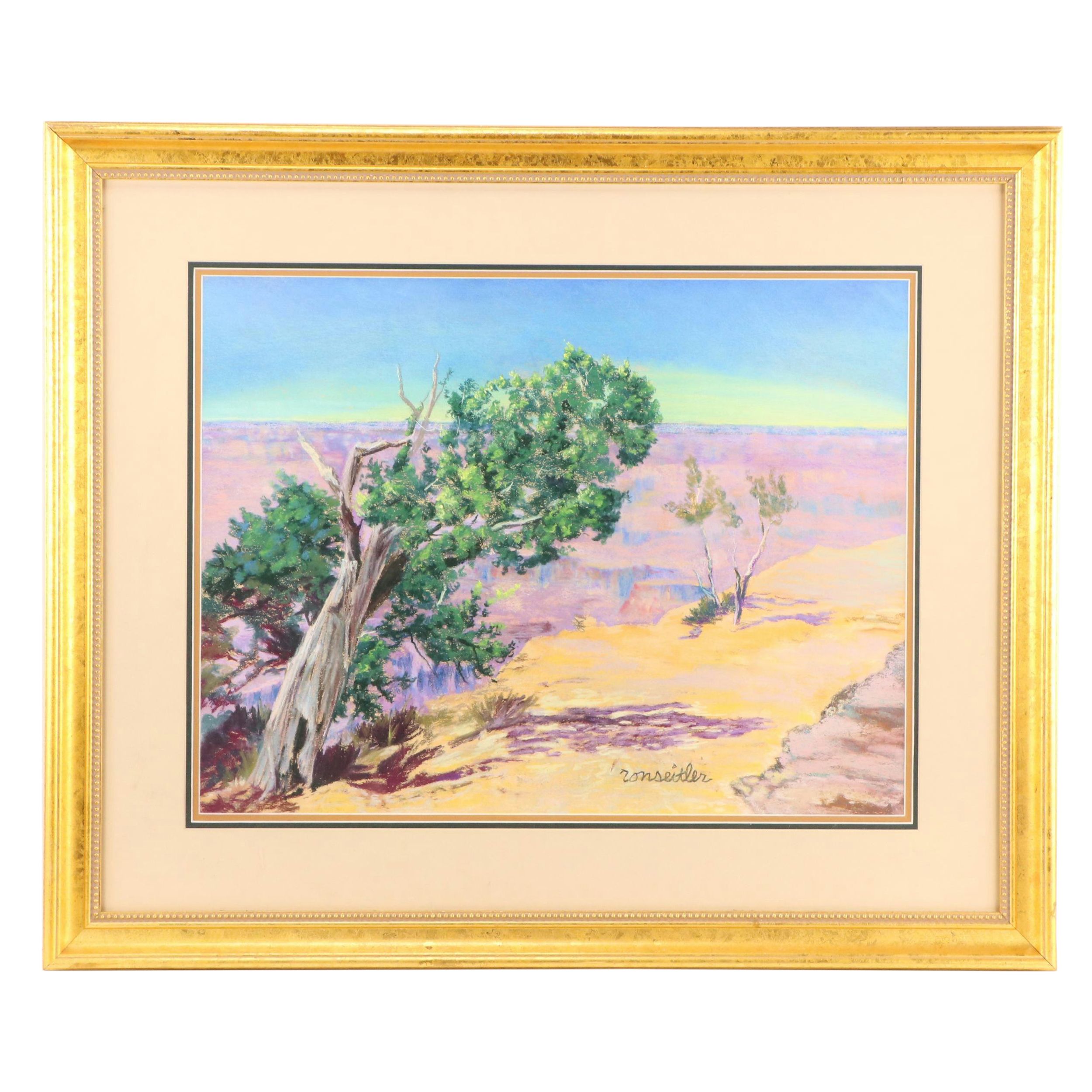 Ron Seitler Chalk Pastel Grand Canyon Landscape Drawing, Circa 2000