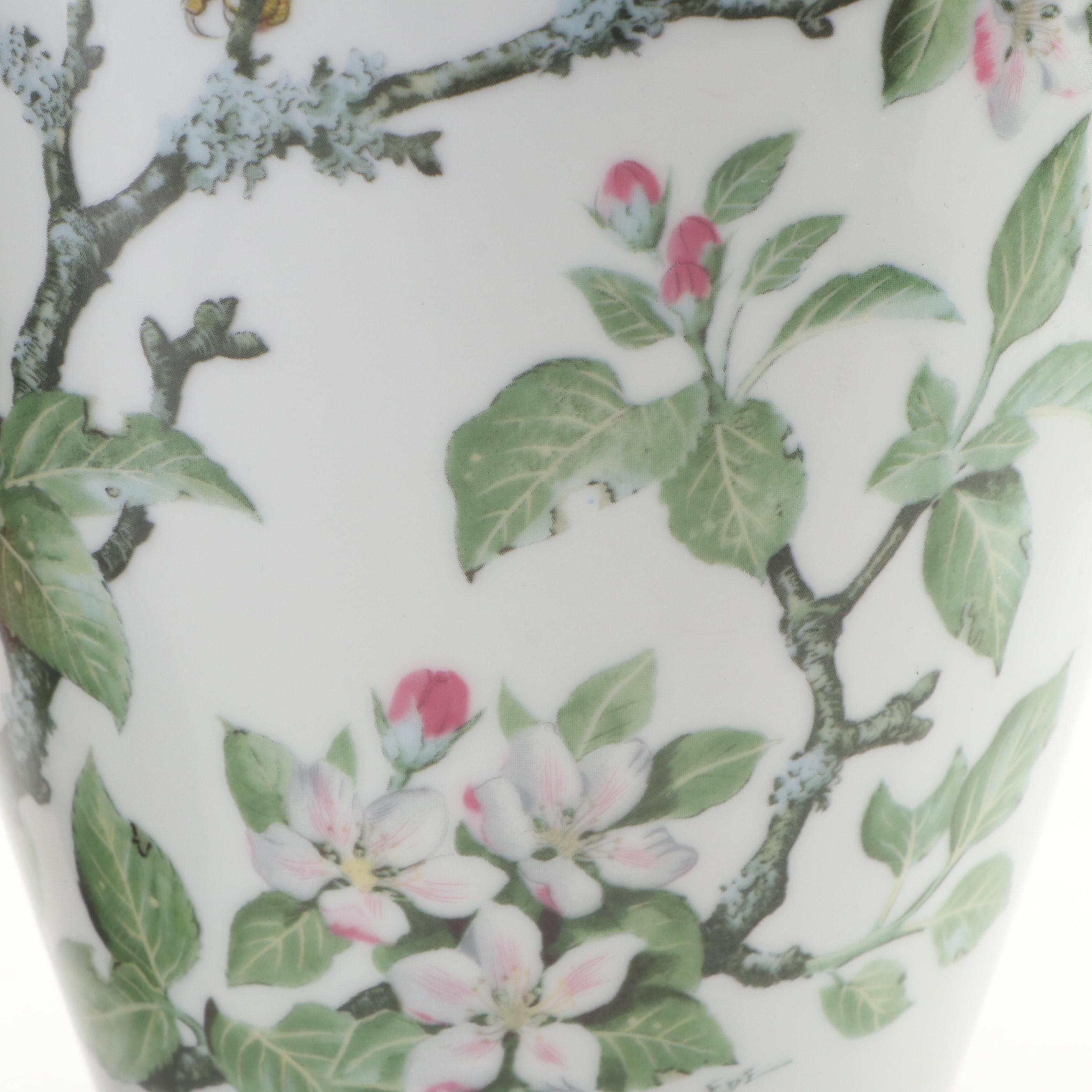 Franklin Mint "Garden Bird" and "Woodland Bird" Porcelain Vases, 1981