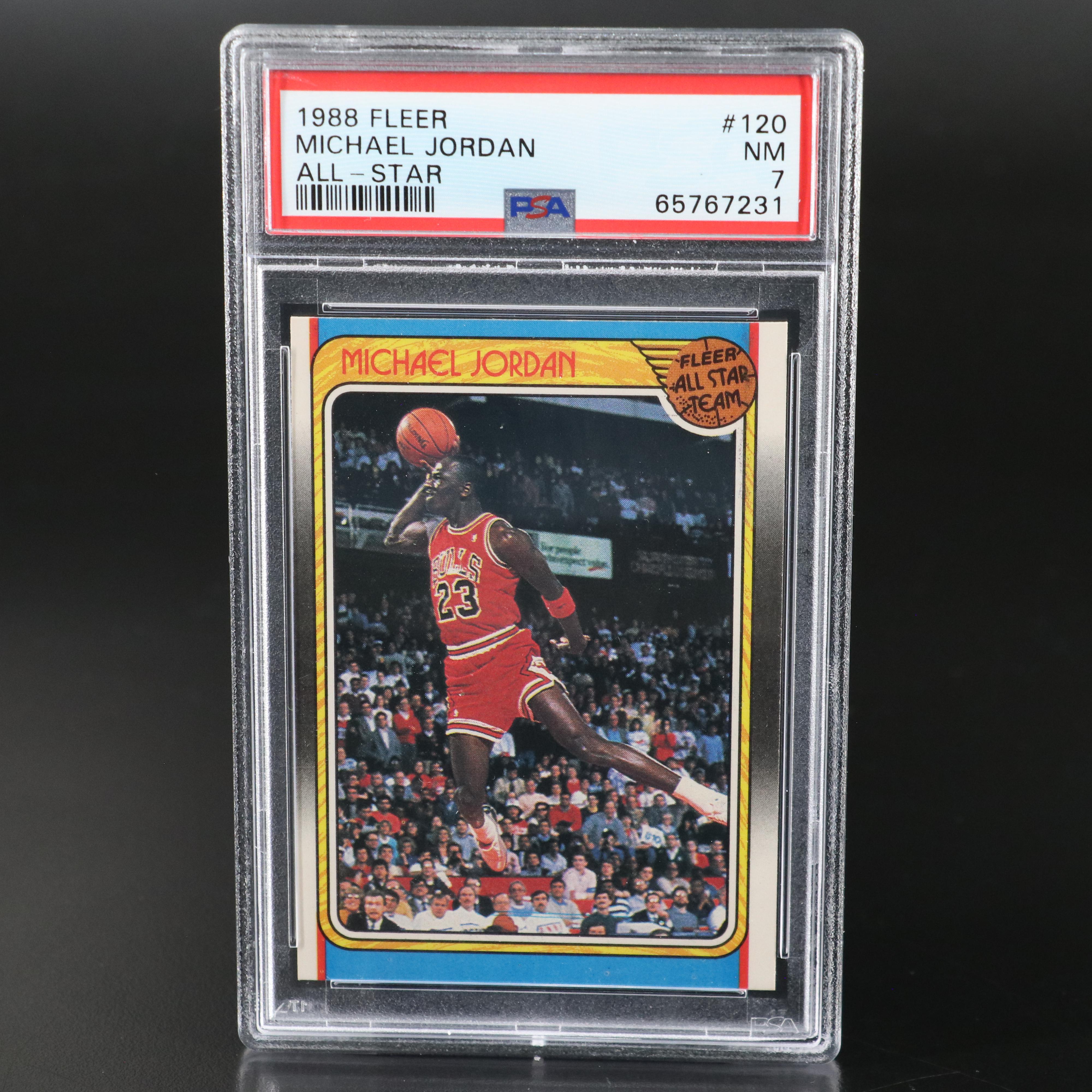 1988 Fleer Michael Jordan Chicago Bulls All-Star Card Graded PSA 7