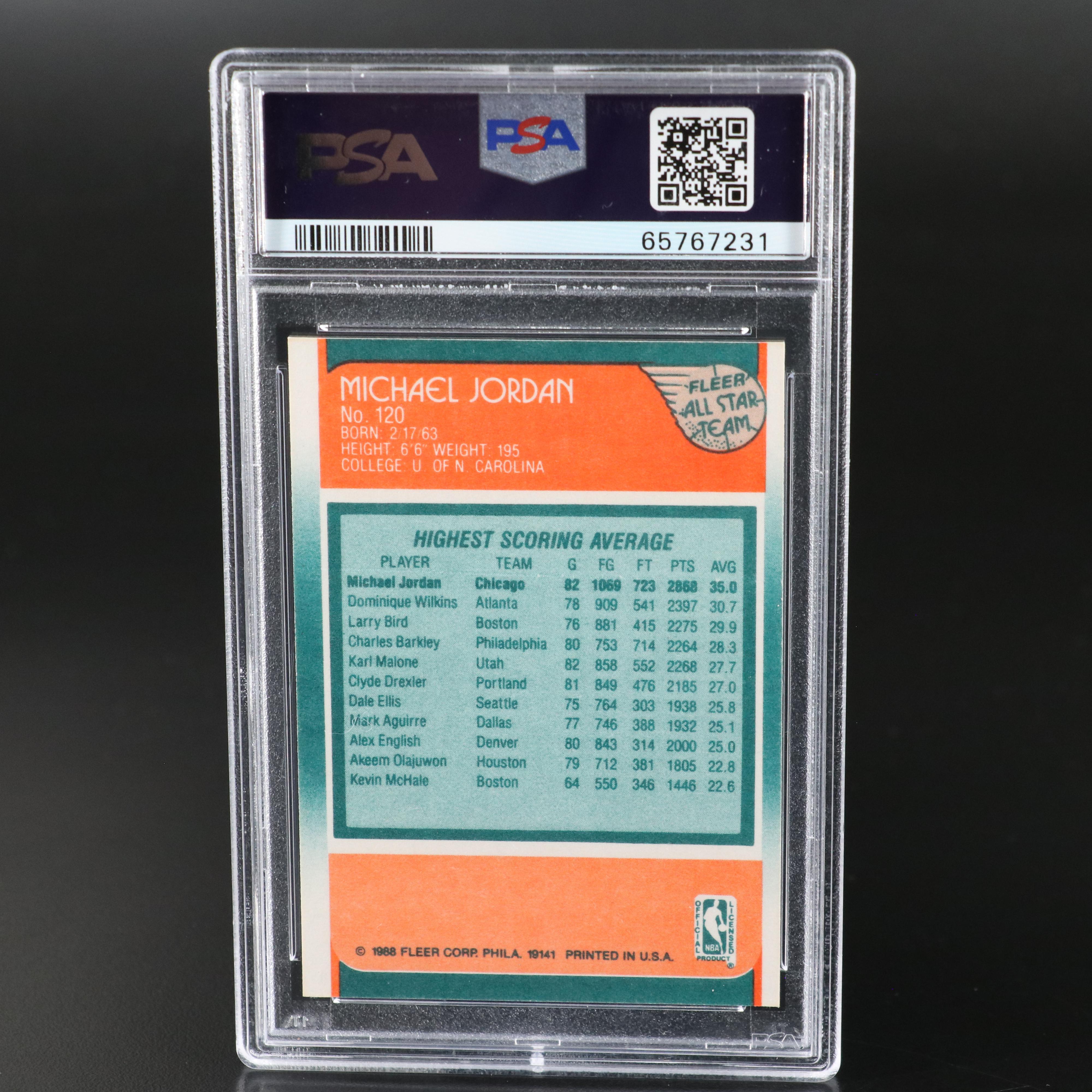 1988 Fleer Michael Jordan Chicago Bulls All-Star Card Graded PSA 7