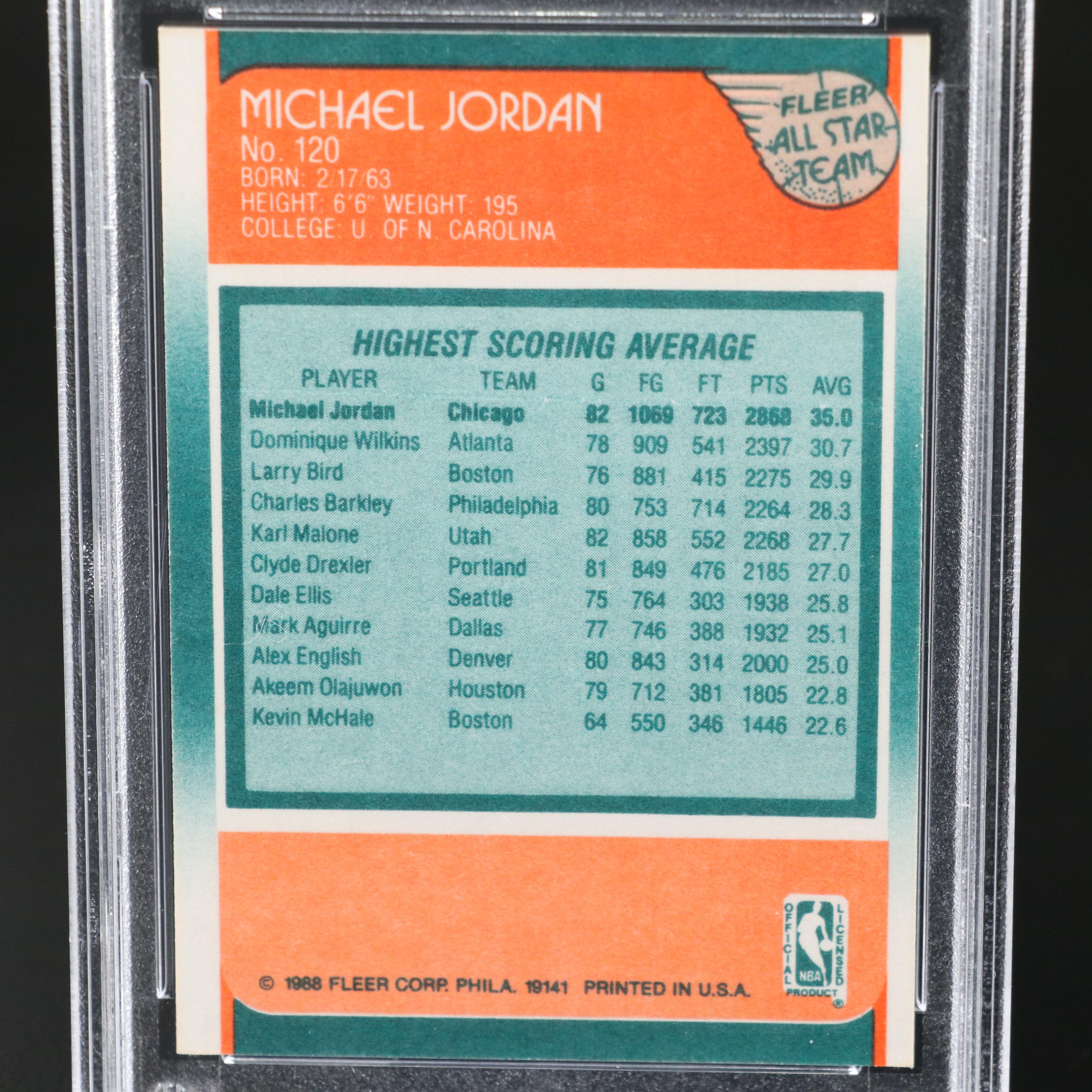 1988 Fleer Michael Jordan Chicago Bulls All-Star Card Graded PSA 7