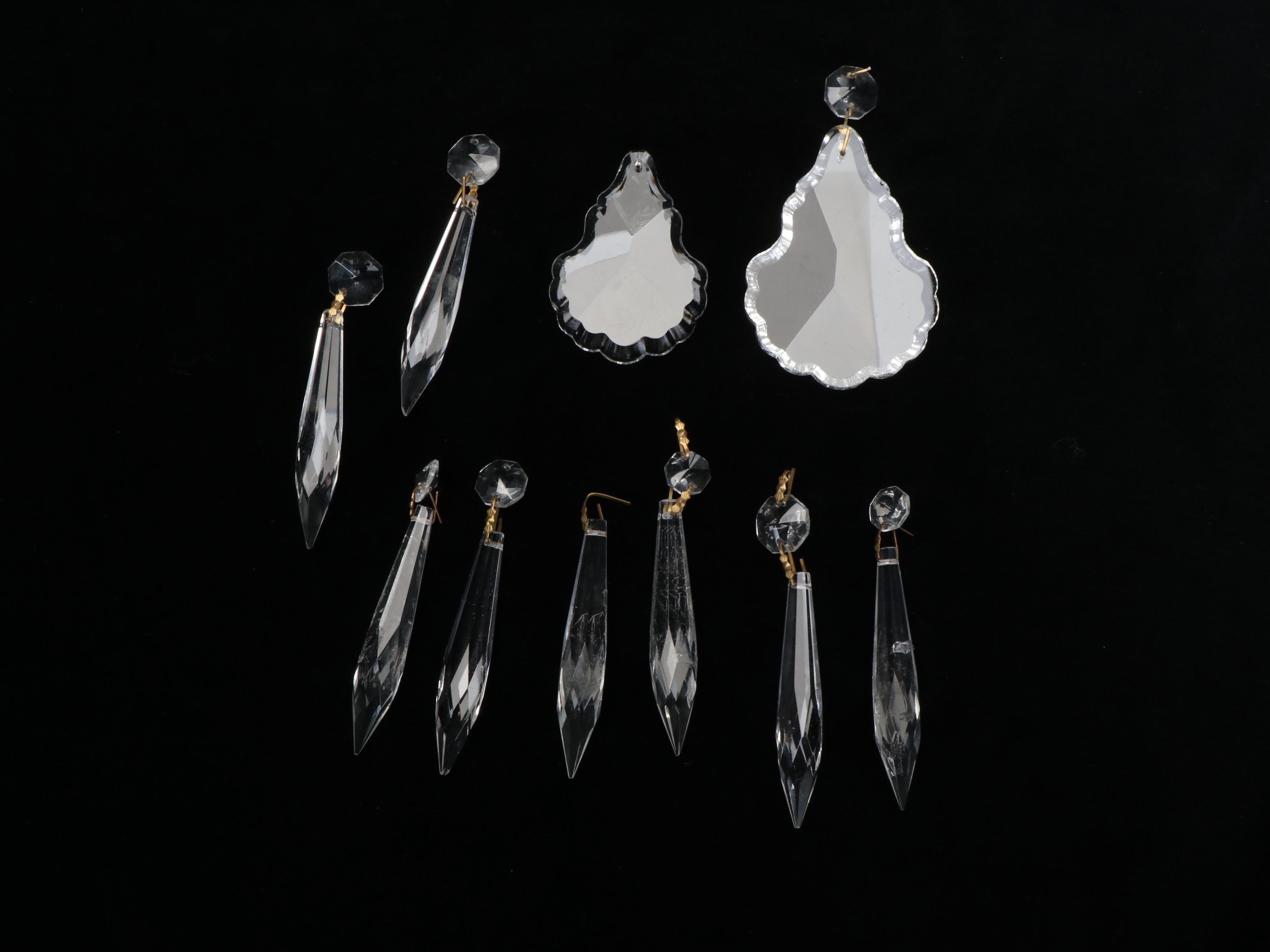 Pair of Antique Six-Arm Crystal Candelabra, Adapted Late 20th Century