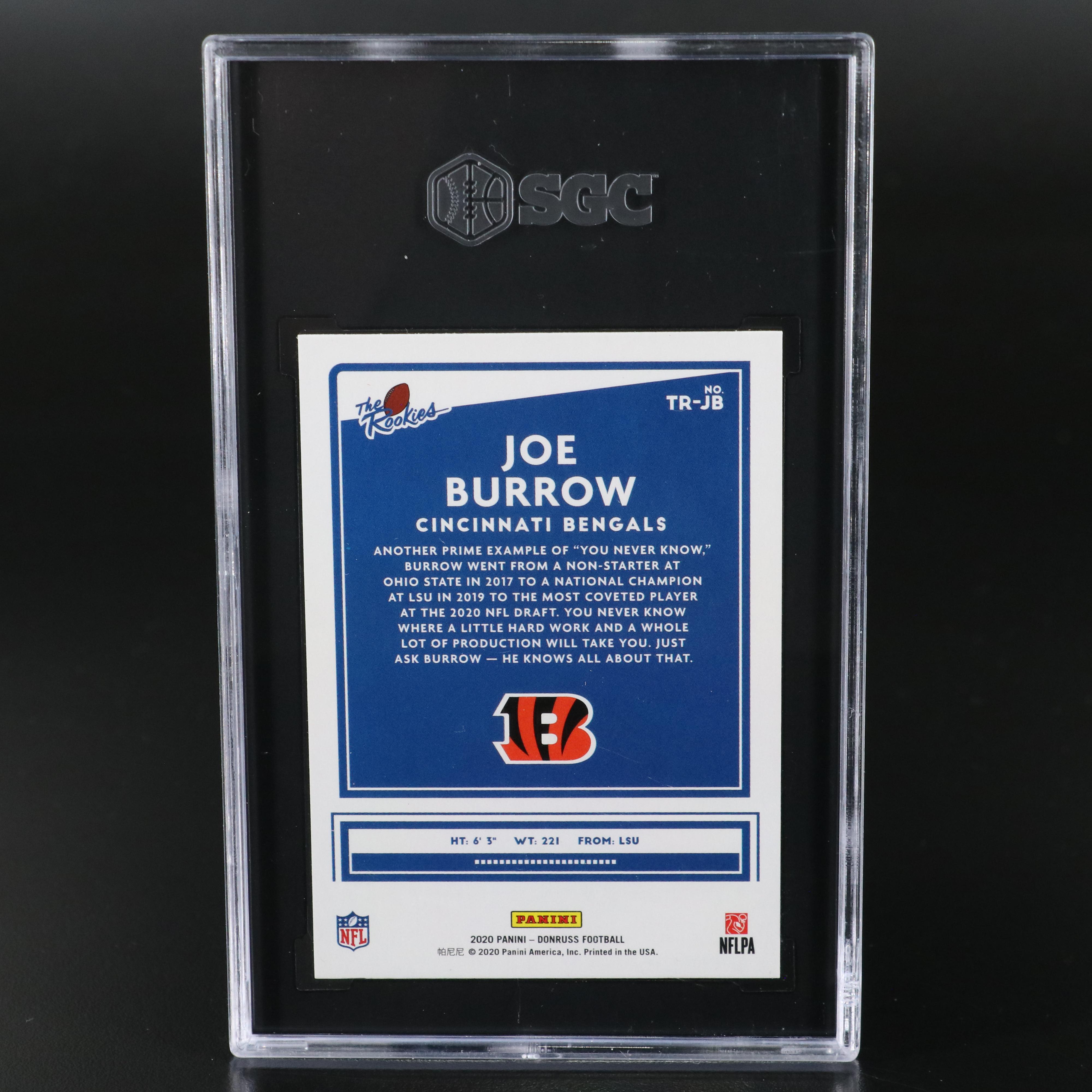 2020 Donruss Joe Burrow Cincinnati Bengals The Rookies Card Graded SGC 10