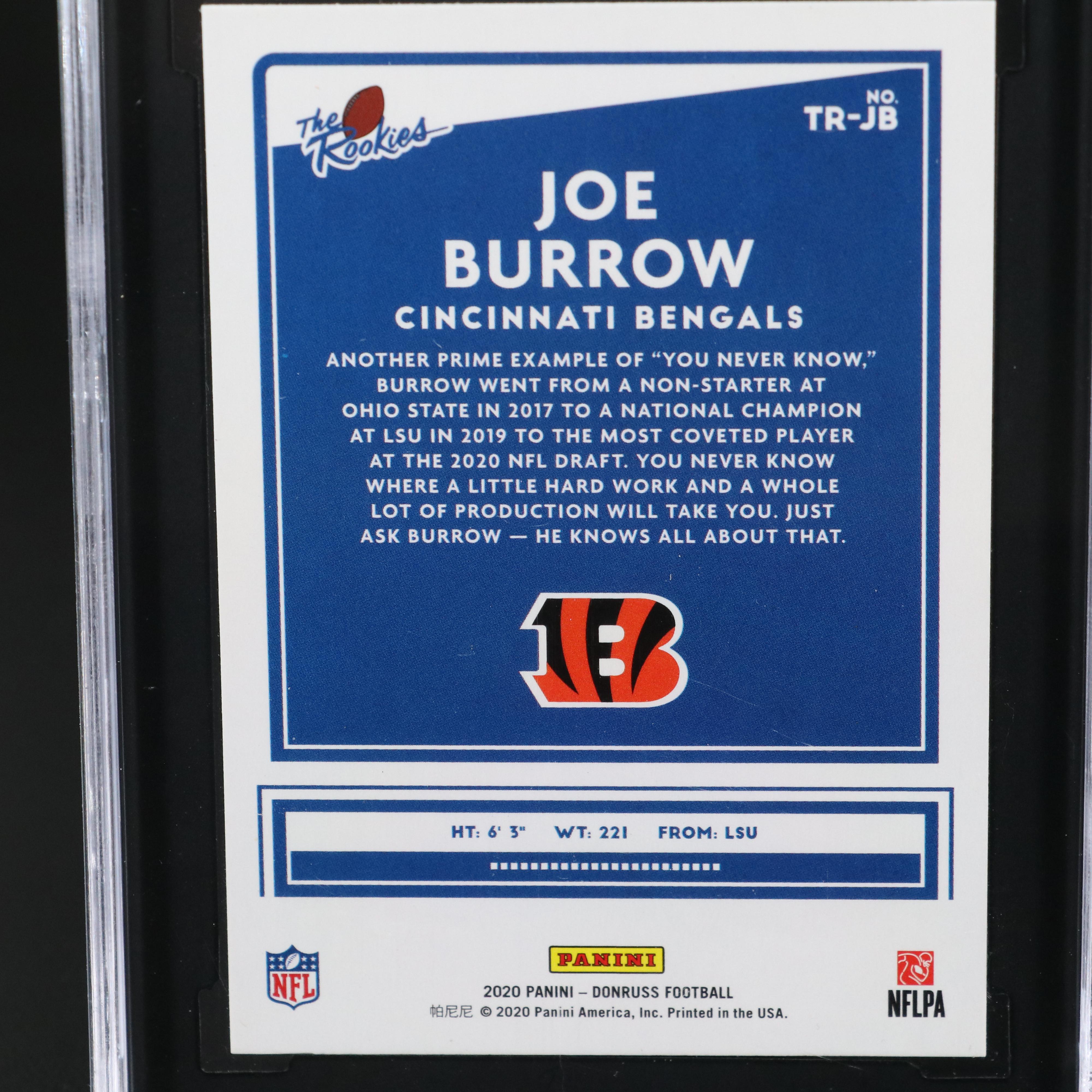 2020 Donruss Joe Burrow Cincinnati Bengals The Rookies Card Graded SGC 10