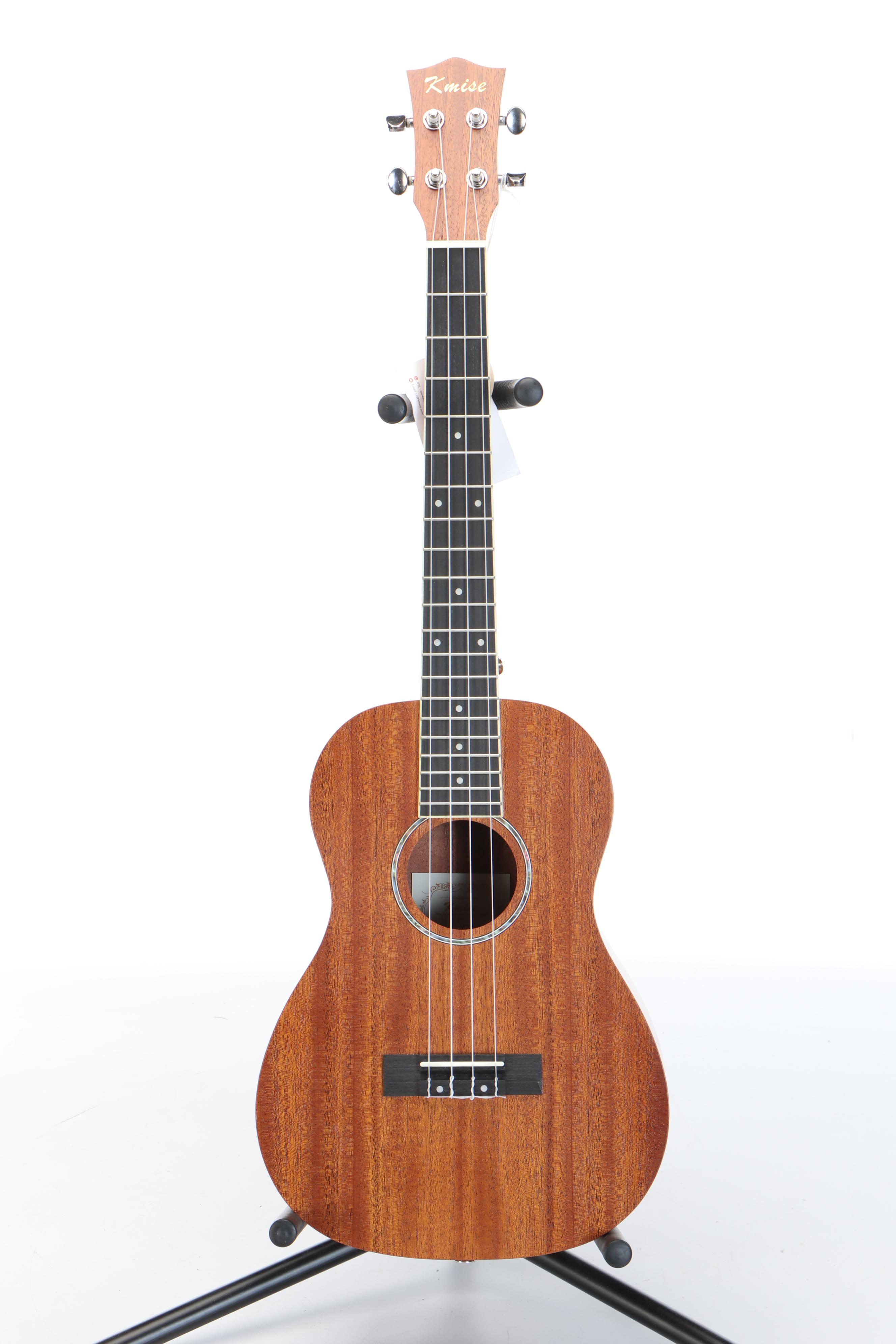 Kmise Mahogany Ukulele with Abalone Soundhole Inlay and Hardside Case