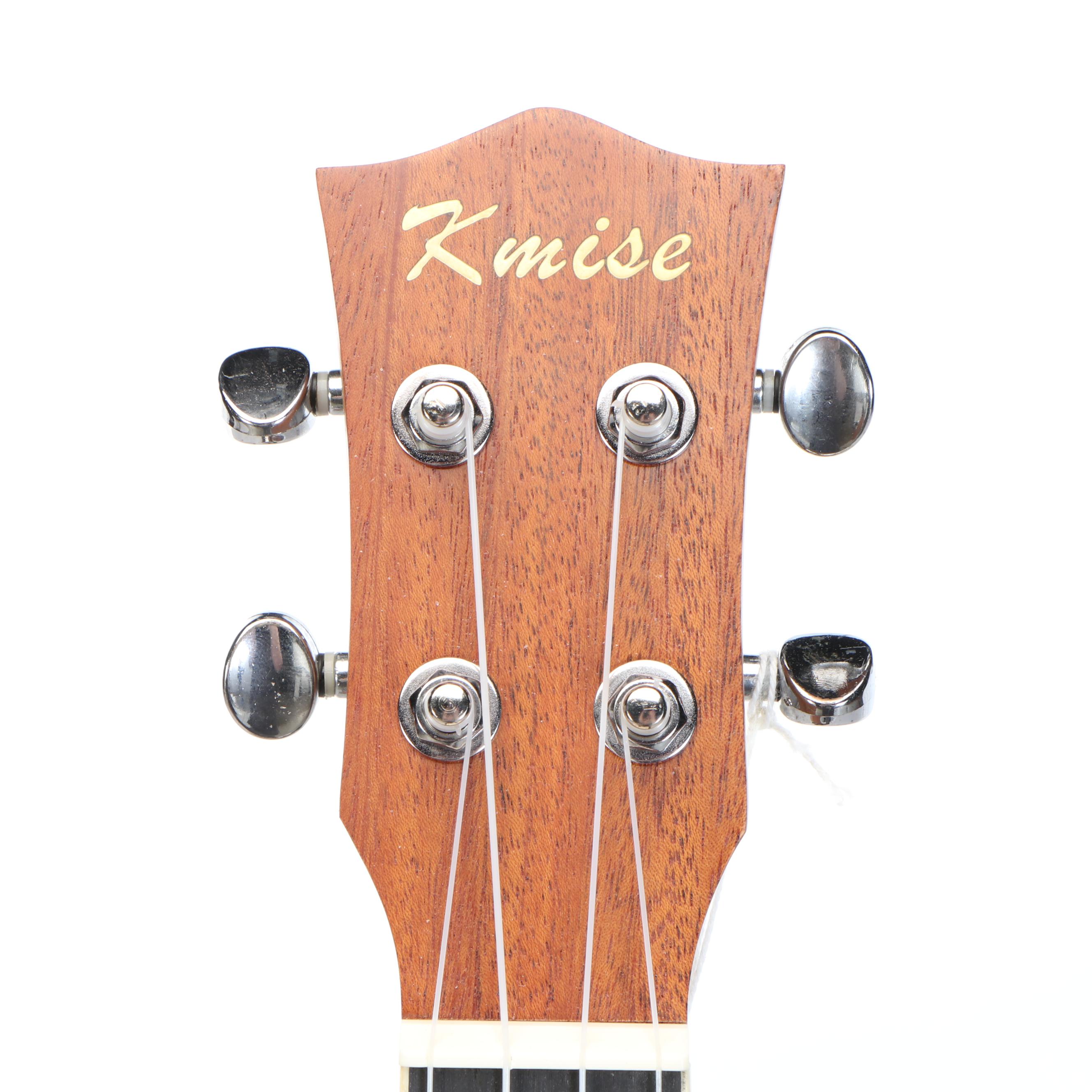 Kmise Mahogany Ukulele with Abalone Soundhole Inlay and Hardside Case