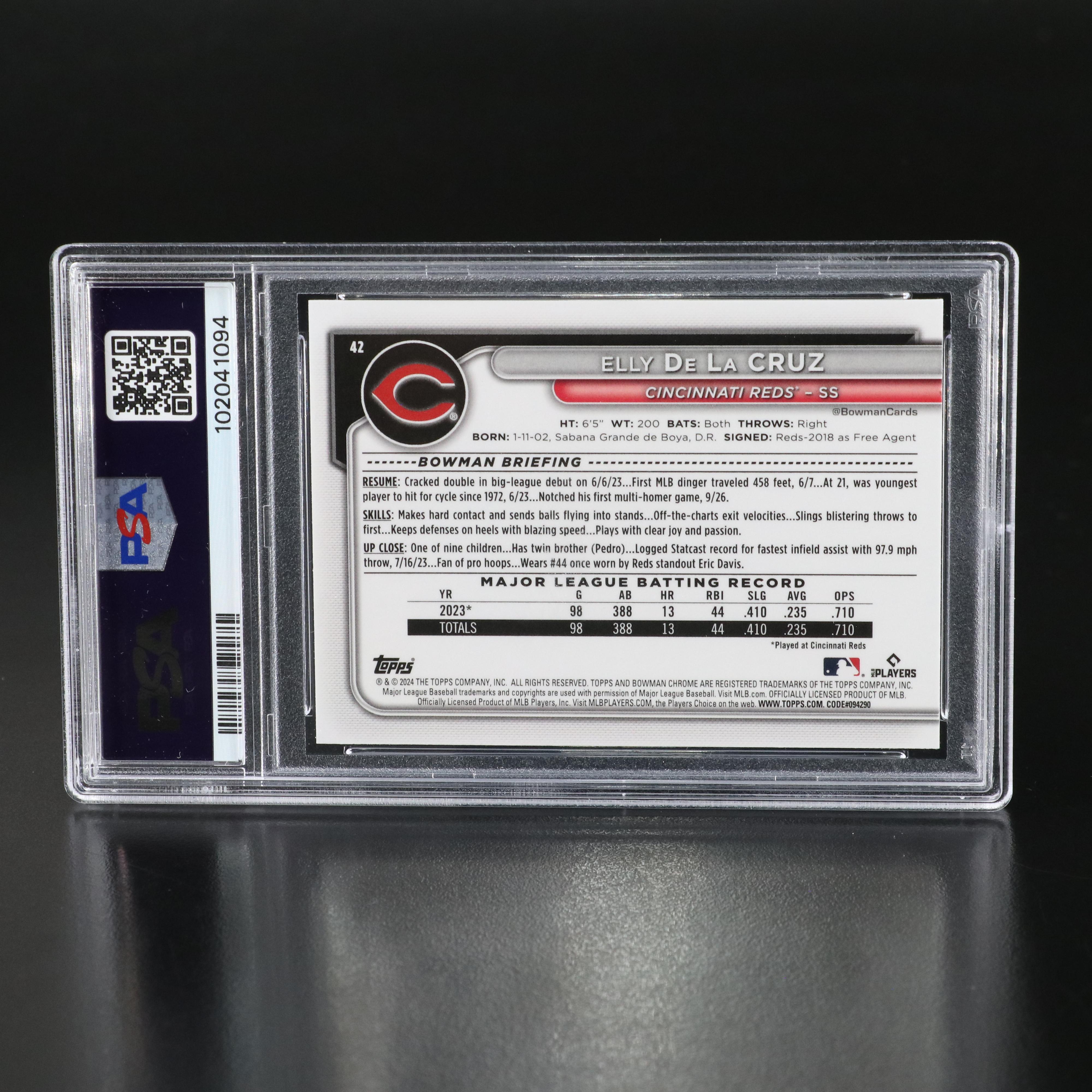 2024 Bowman Chrome Elly De La Cruz Mega Box Refractor Rookie Card Graded PSA 10