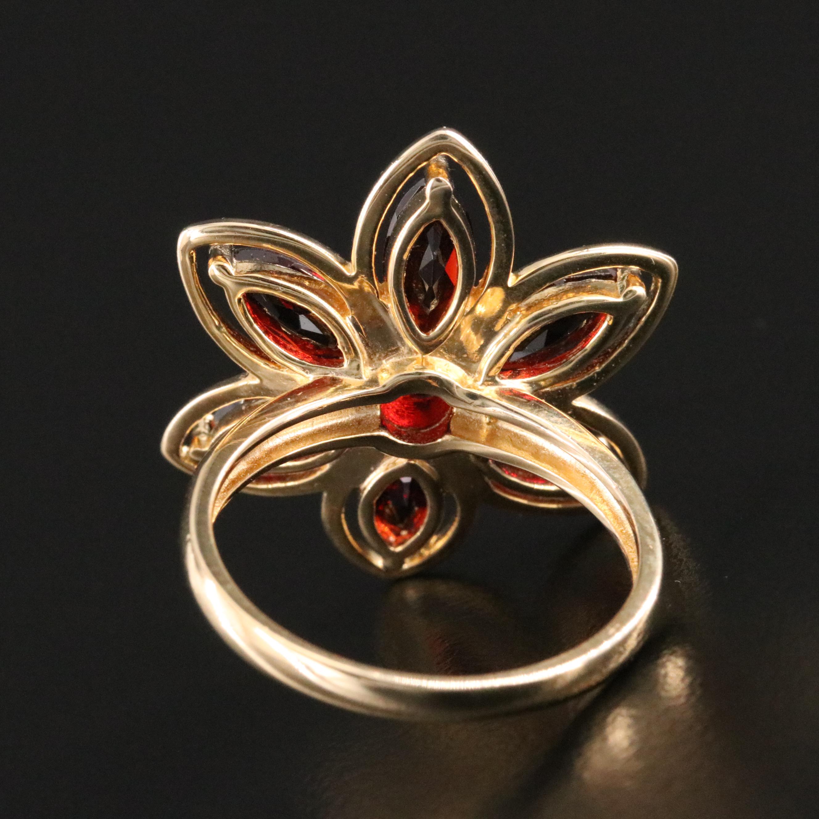 Sterling Garnet Flower Ring