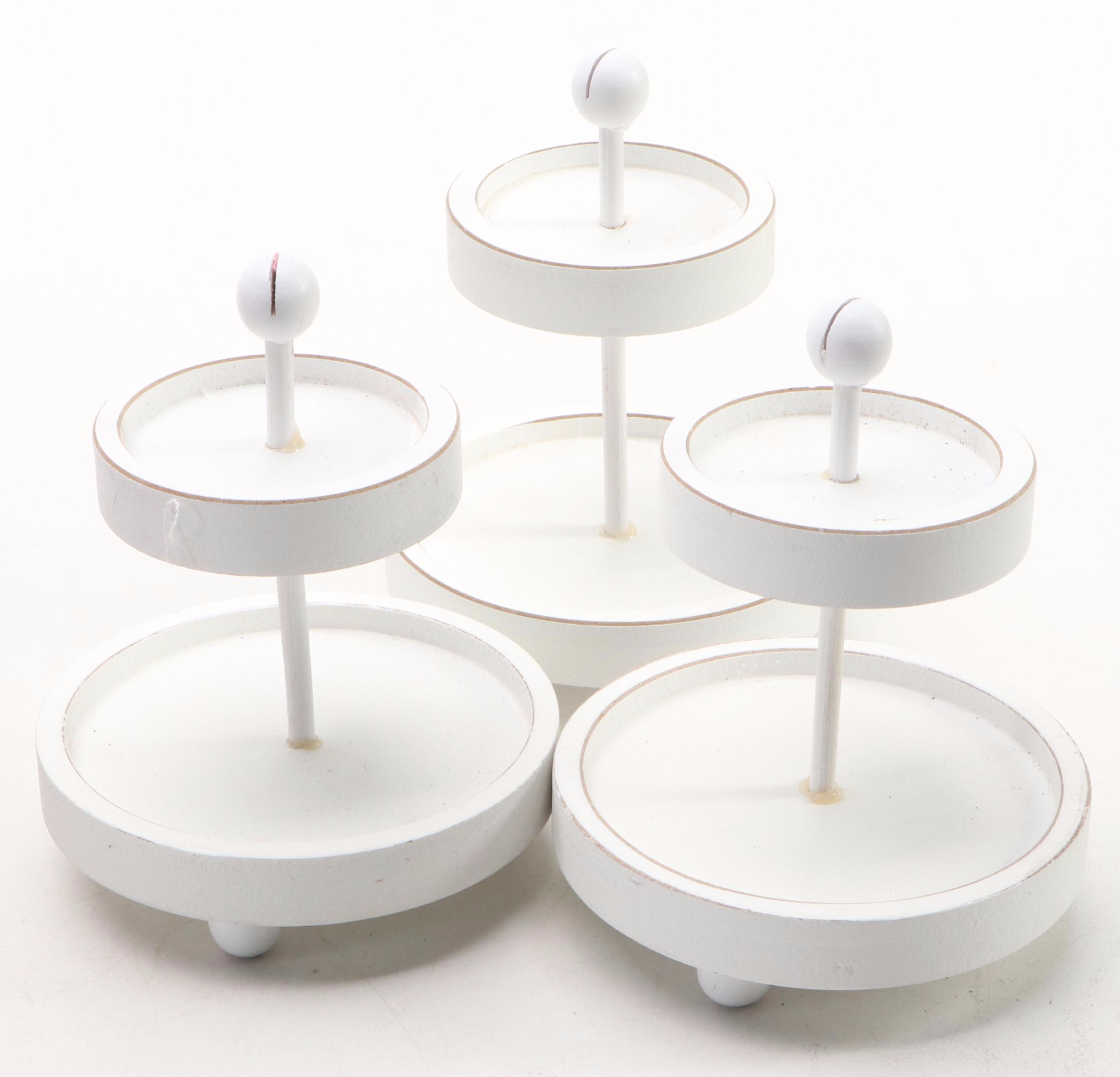 Traditional Chinese Fabric & Wooden Dolls with Hobby Lobby Wooden Jewelry Stands