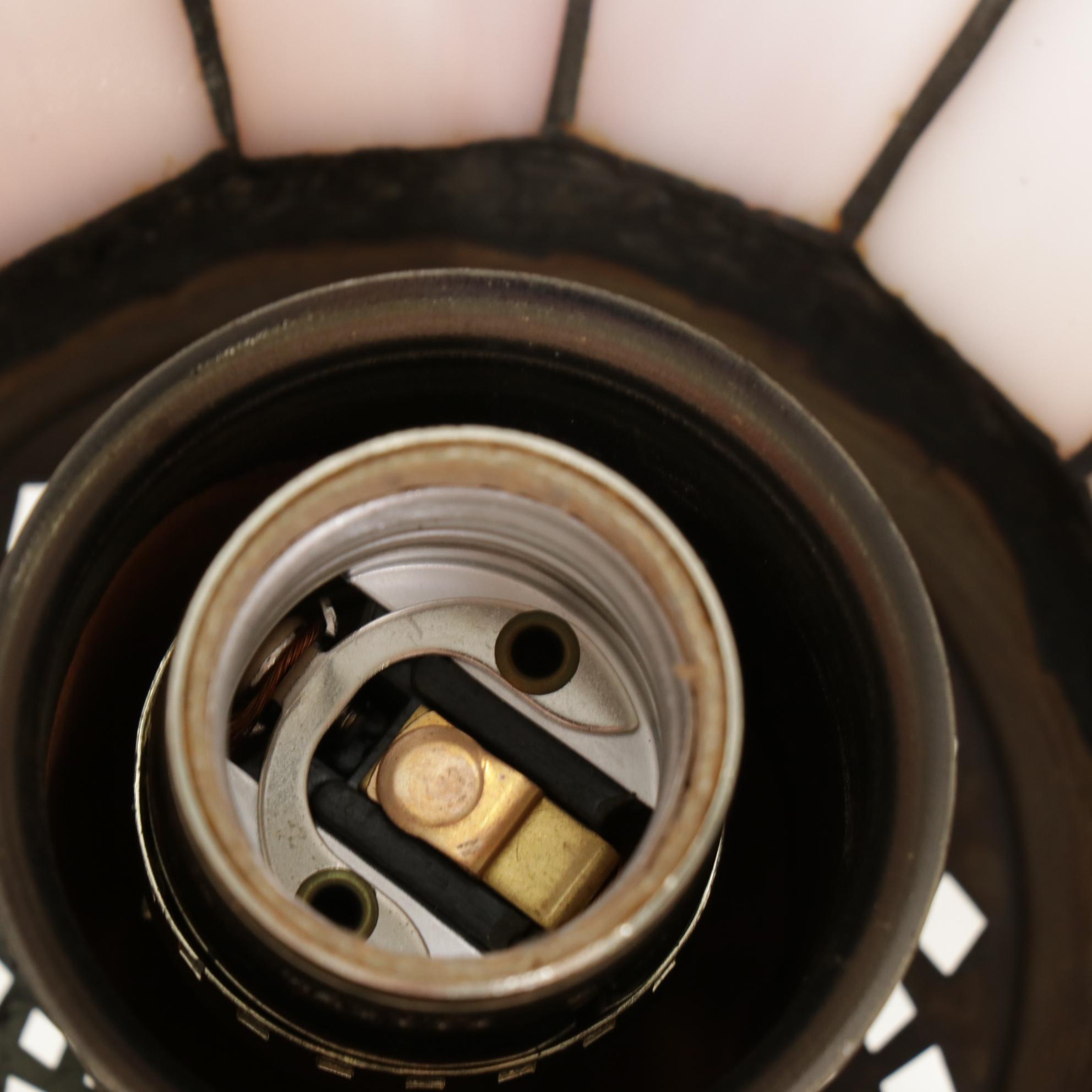 Slag Glass Pendant Light with Floral Motif