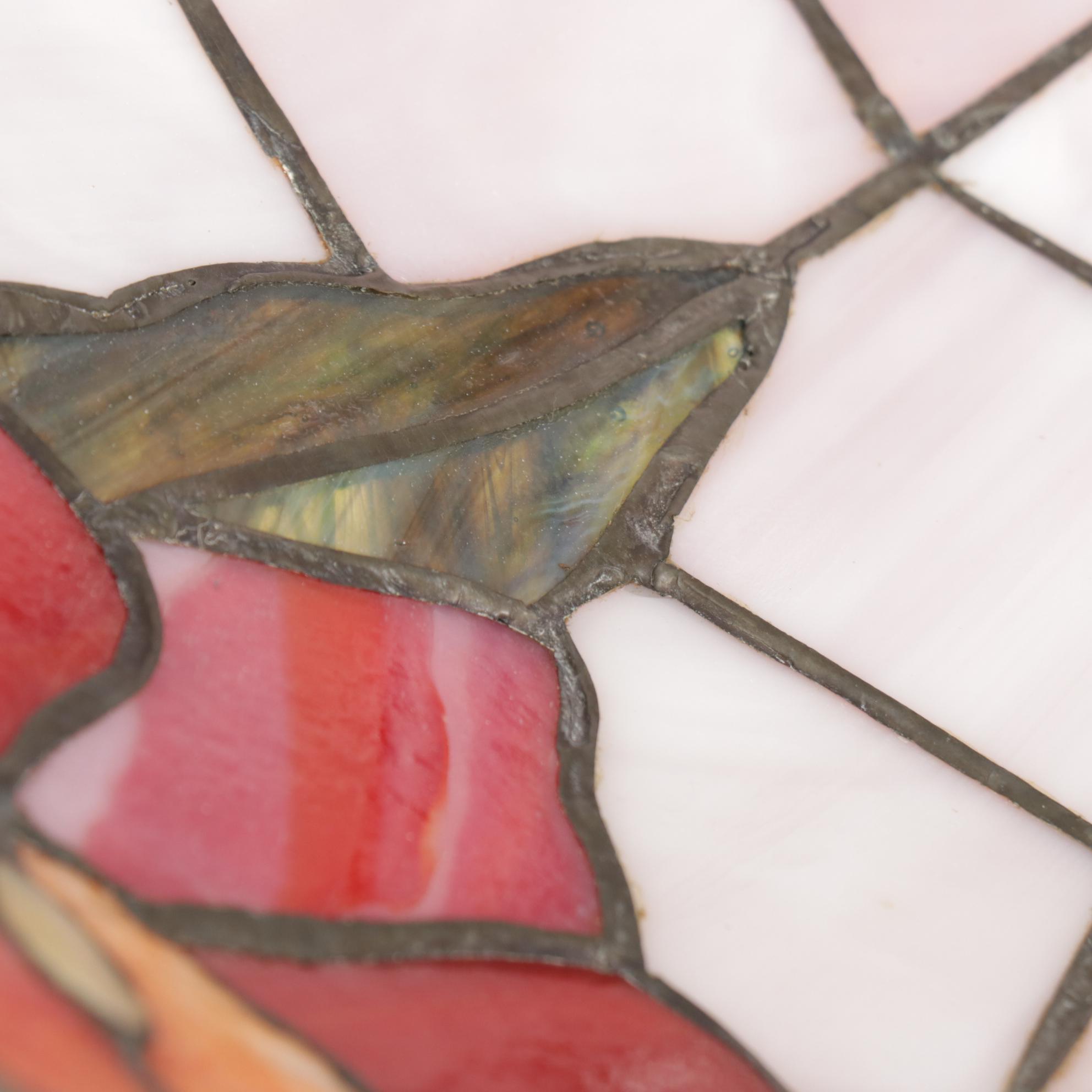 Slag Glass Pendant Light with Floral Motif