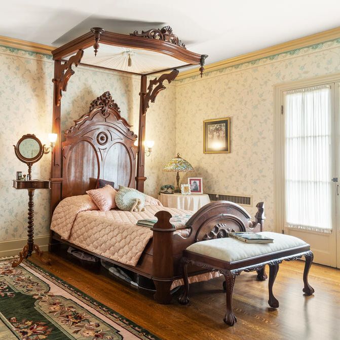 Victorian Renaissance Revival Mahogany Half-Tester Bed Frame, 19th Century