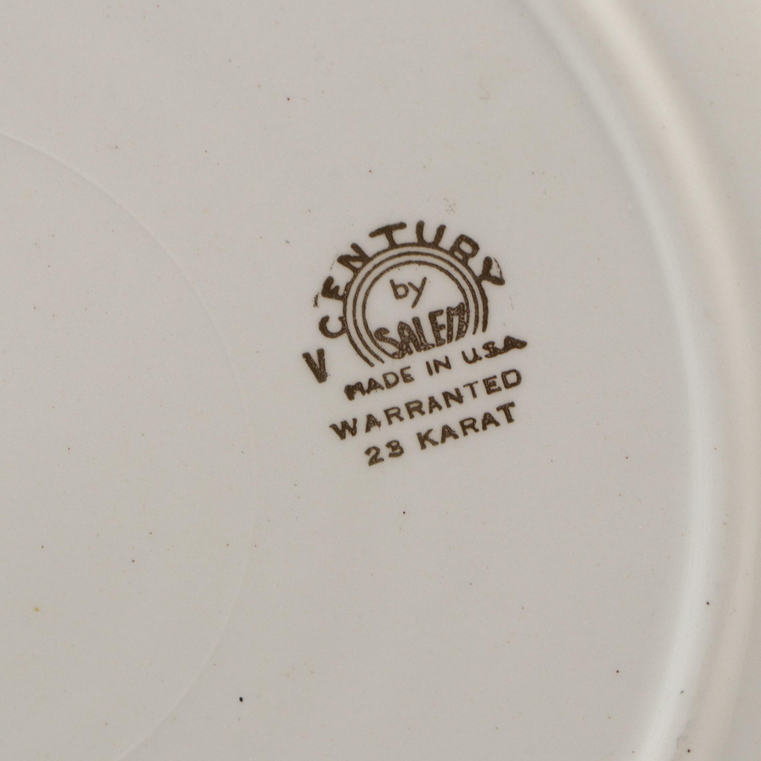 Century by Salem Gilt Accented Dinnerware, Mid to Late 20th Century