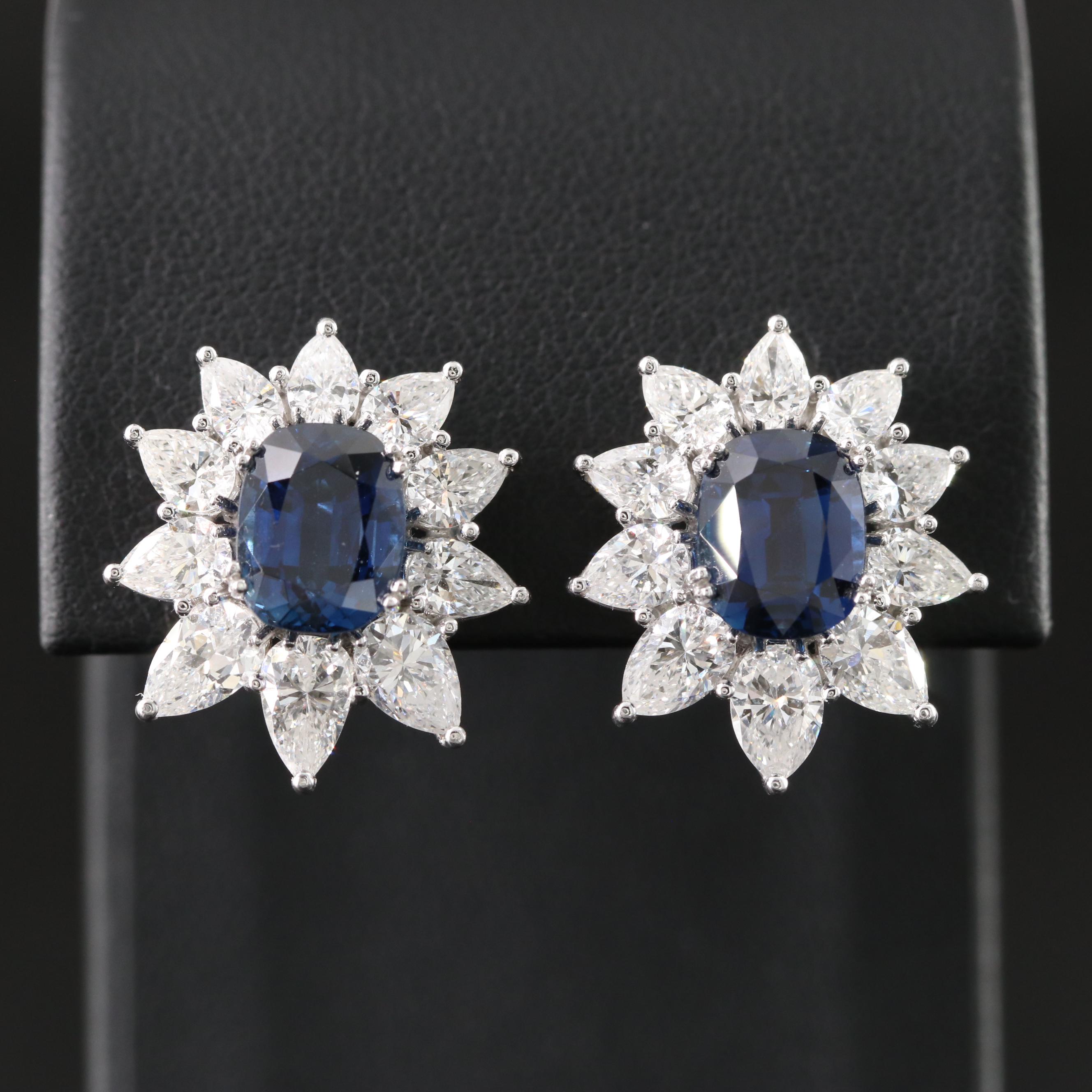 Vintage Patek Philippe Platinum 4.86 CTW Sapphire and 4.32 CTW Diamond Earrings