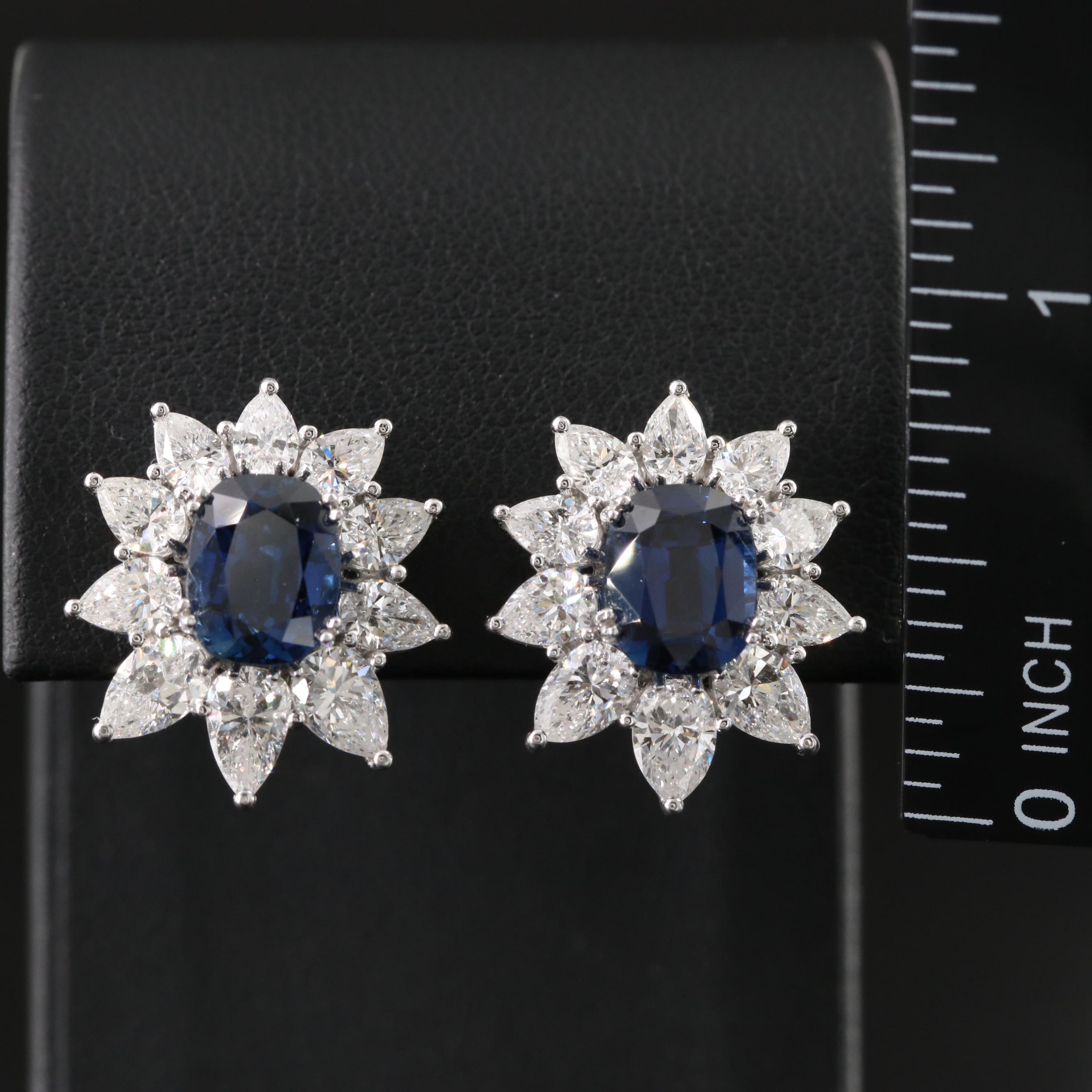 Vintage Patek Philippe Platinum 4.86 CTW Sapphire and 4.32 CTW Diamond Earrings