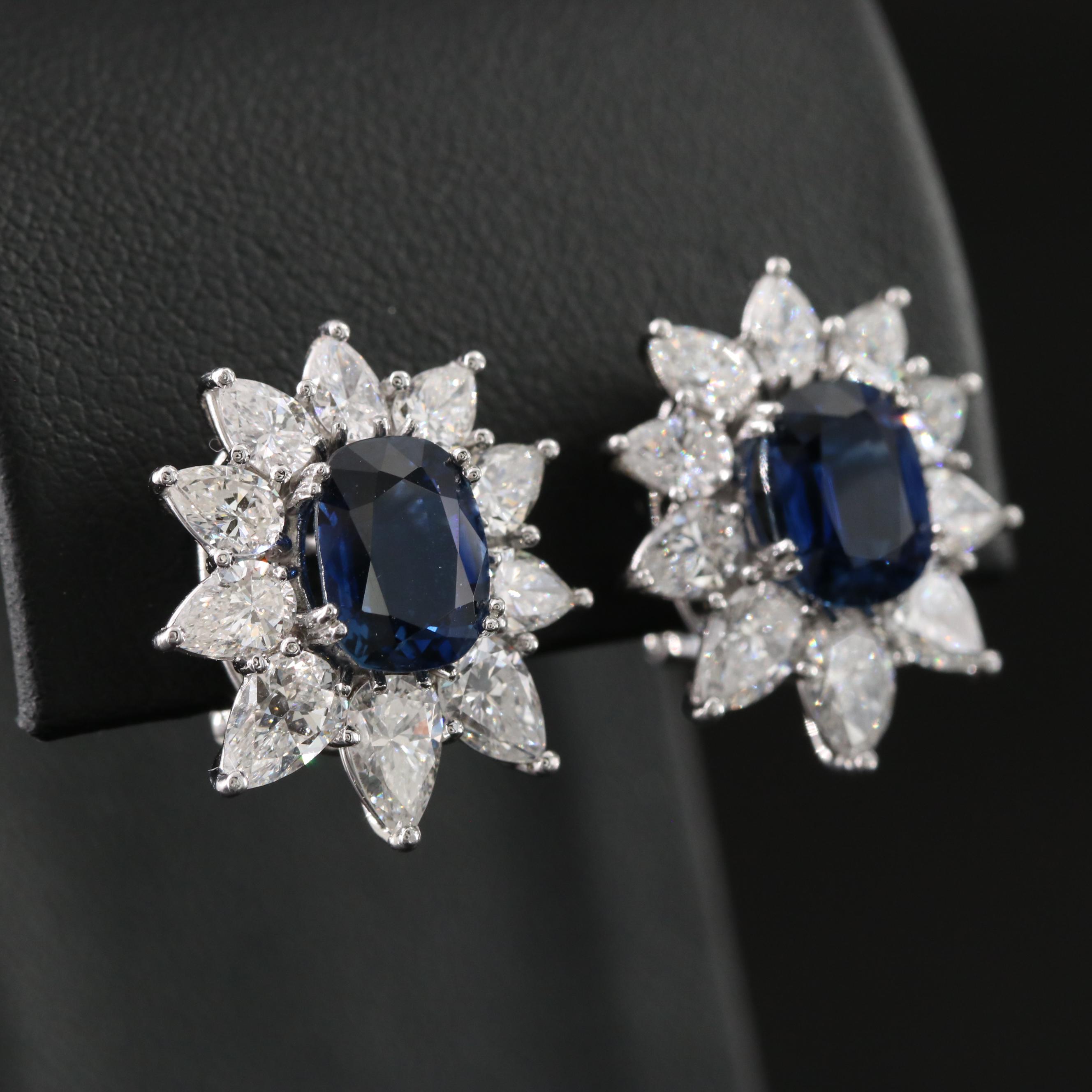 Vintage Patek Philippe Platinum 4.86 CTW Sapphire and 4.32 CTW Diamond Earrings