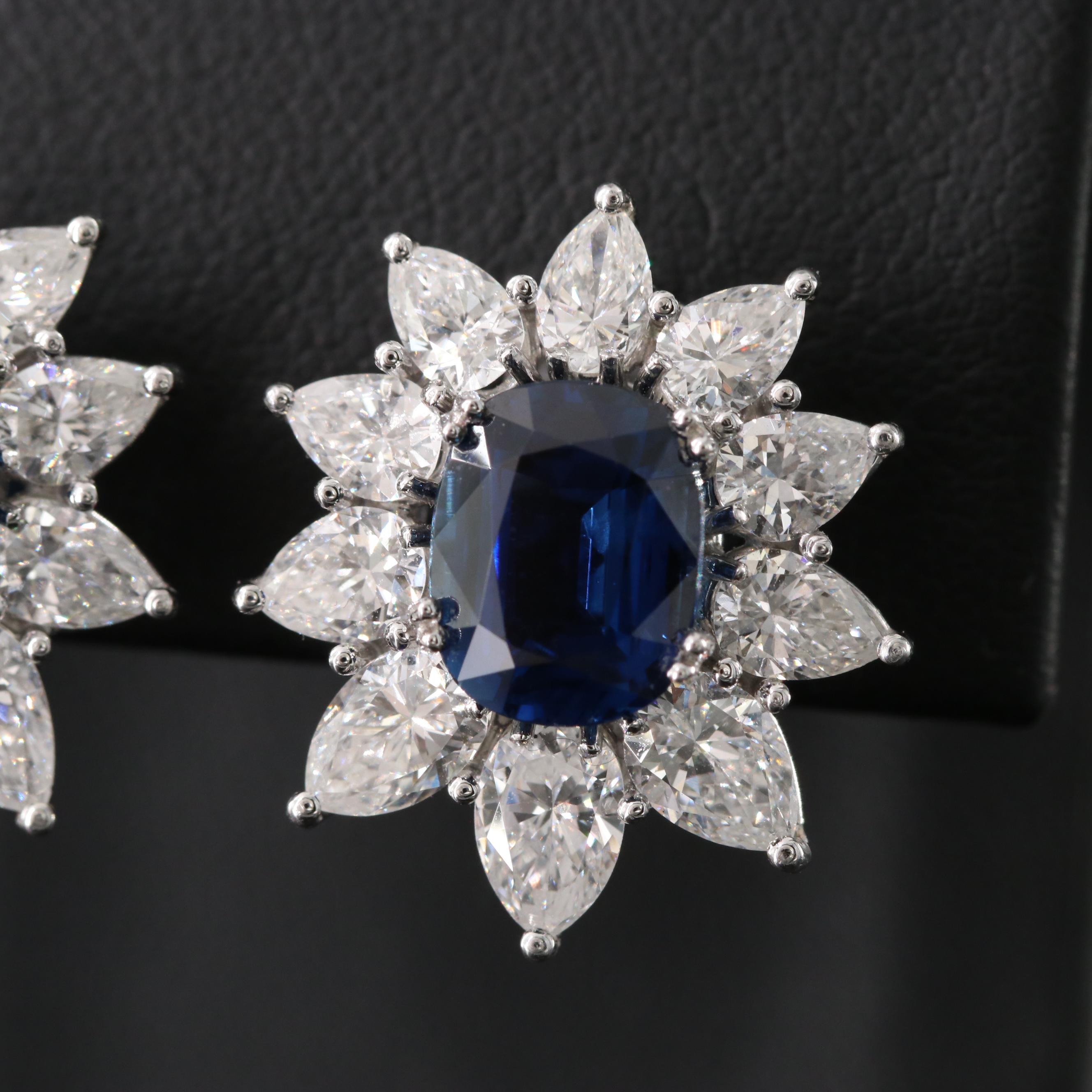Vintage Patek Philippe Platinum 4.86 CTW Sapphire and 4.32 CTW Diamond Earrings