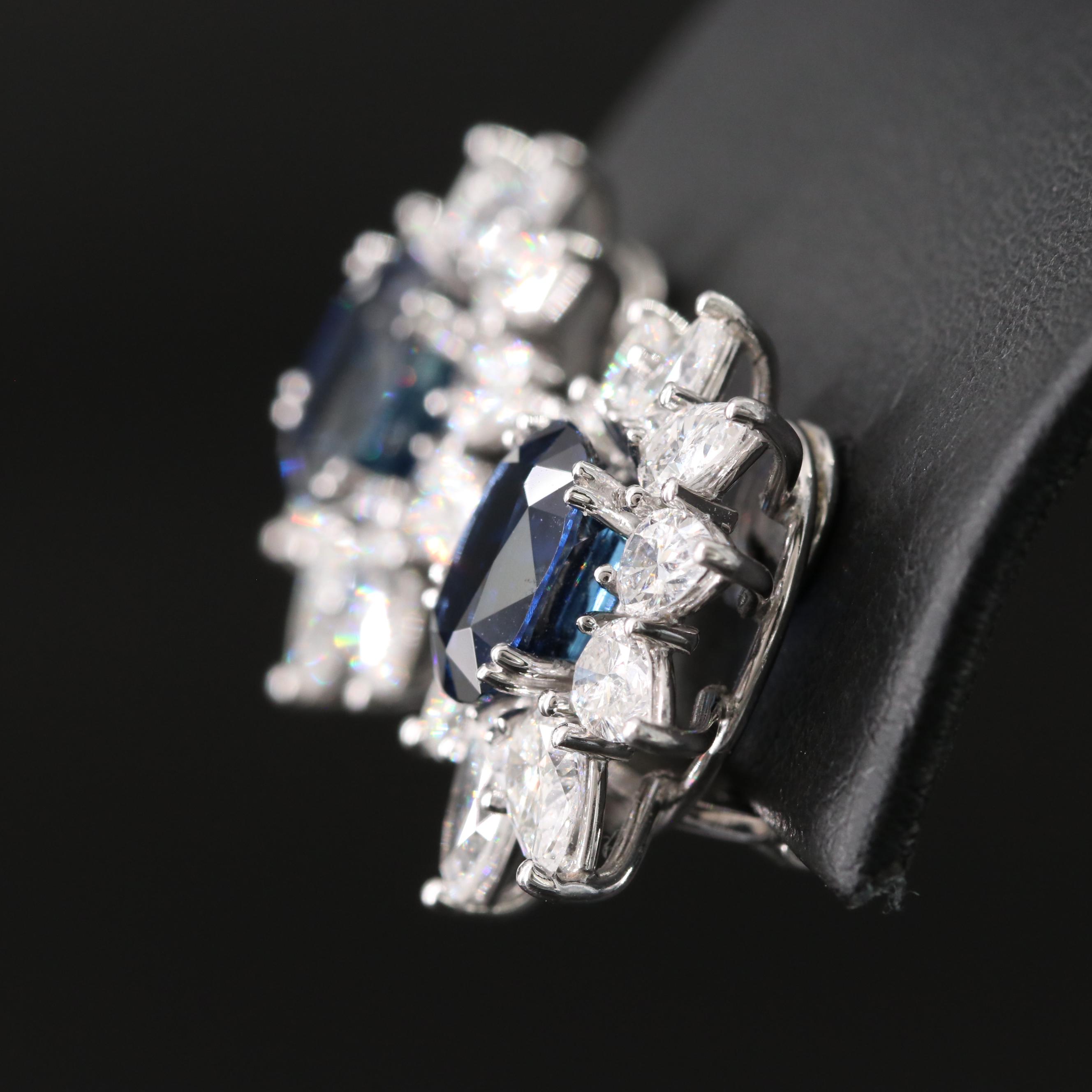 Vintage Patek Philippe Platinum 4.86 CTW Sapphire and 4.32 CTW Diamond Earrings