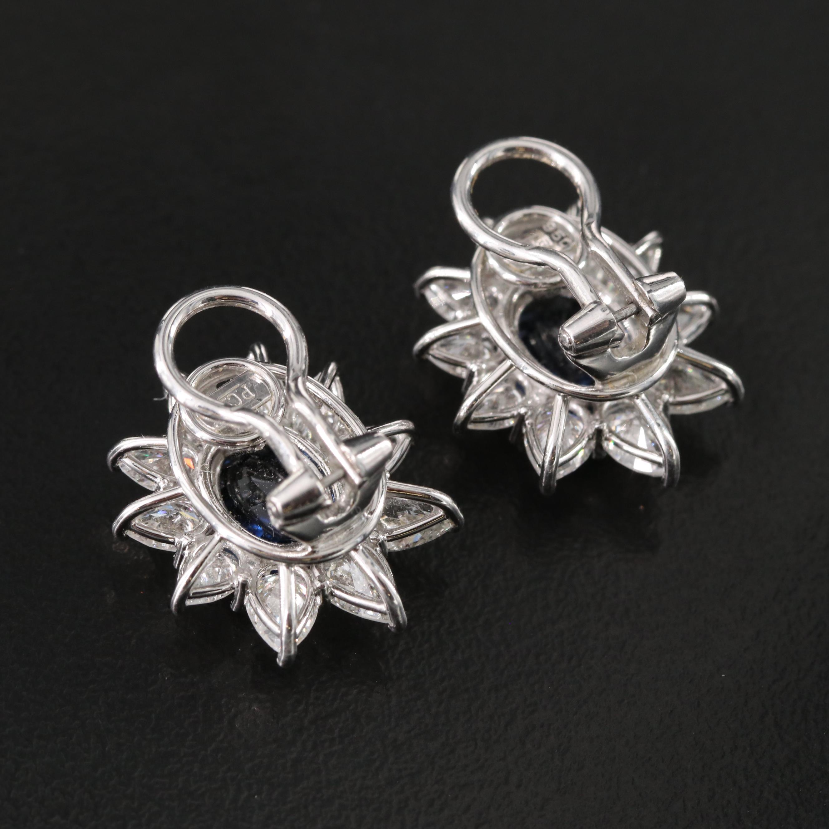 Vintage Patek Philippe Platinum 4.86 CTW Sapphire and 4.32 CTW Diamond Earrings