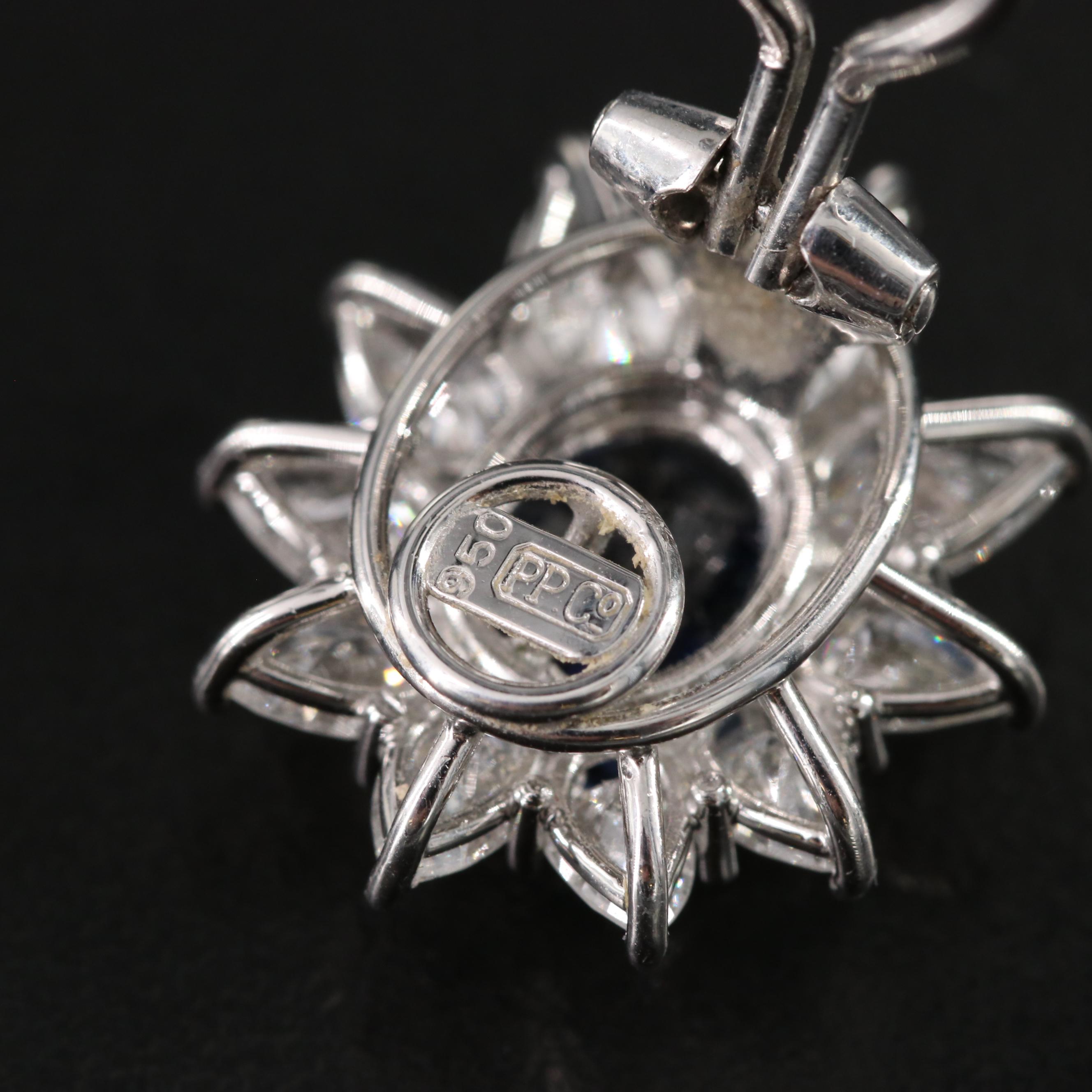 Vintage Patek Philippe Platinum 4.86 CTW Sapphire and 4.32 CTW Diamond Earrings