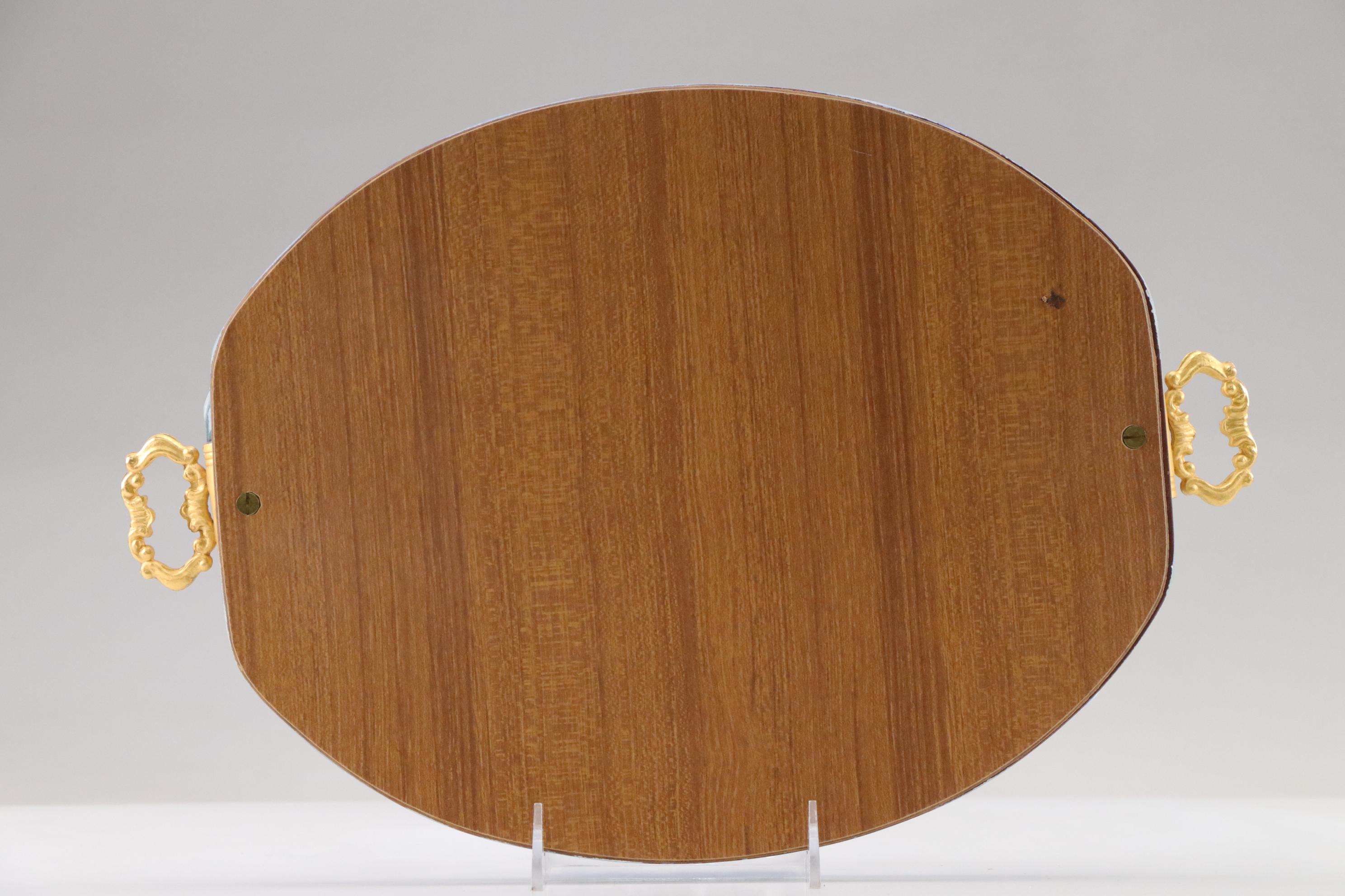 Ercole Barovier Mirrored & Etched Glass Tray with Gilt Trumpet Vase