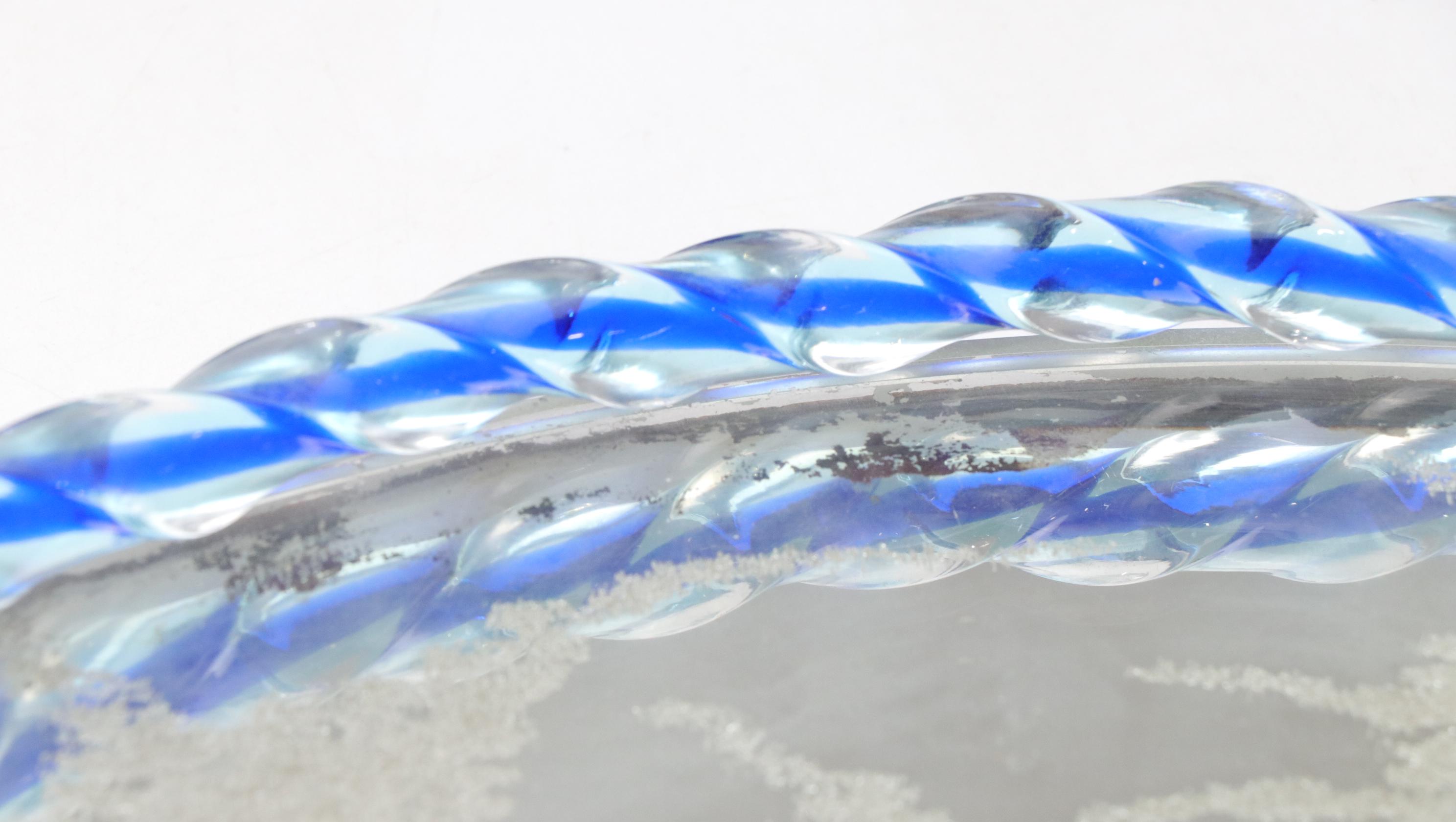 Ercole Barovier Mirrored & Etched Glass Tray with Gilt Trumpet Vase