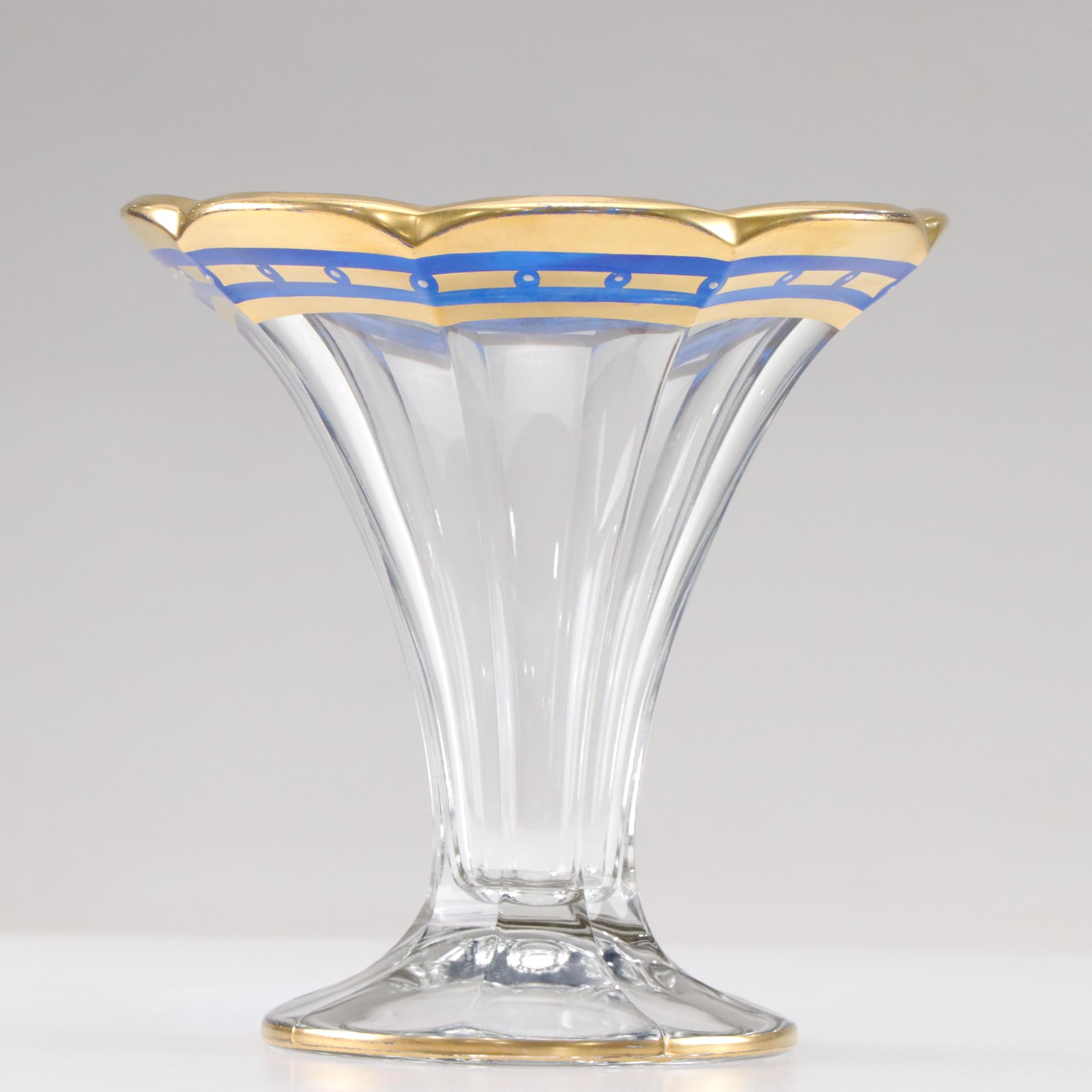 Ercole Barovier Mirrored & Etched Glass Tray with Gilt Trumpet Vase