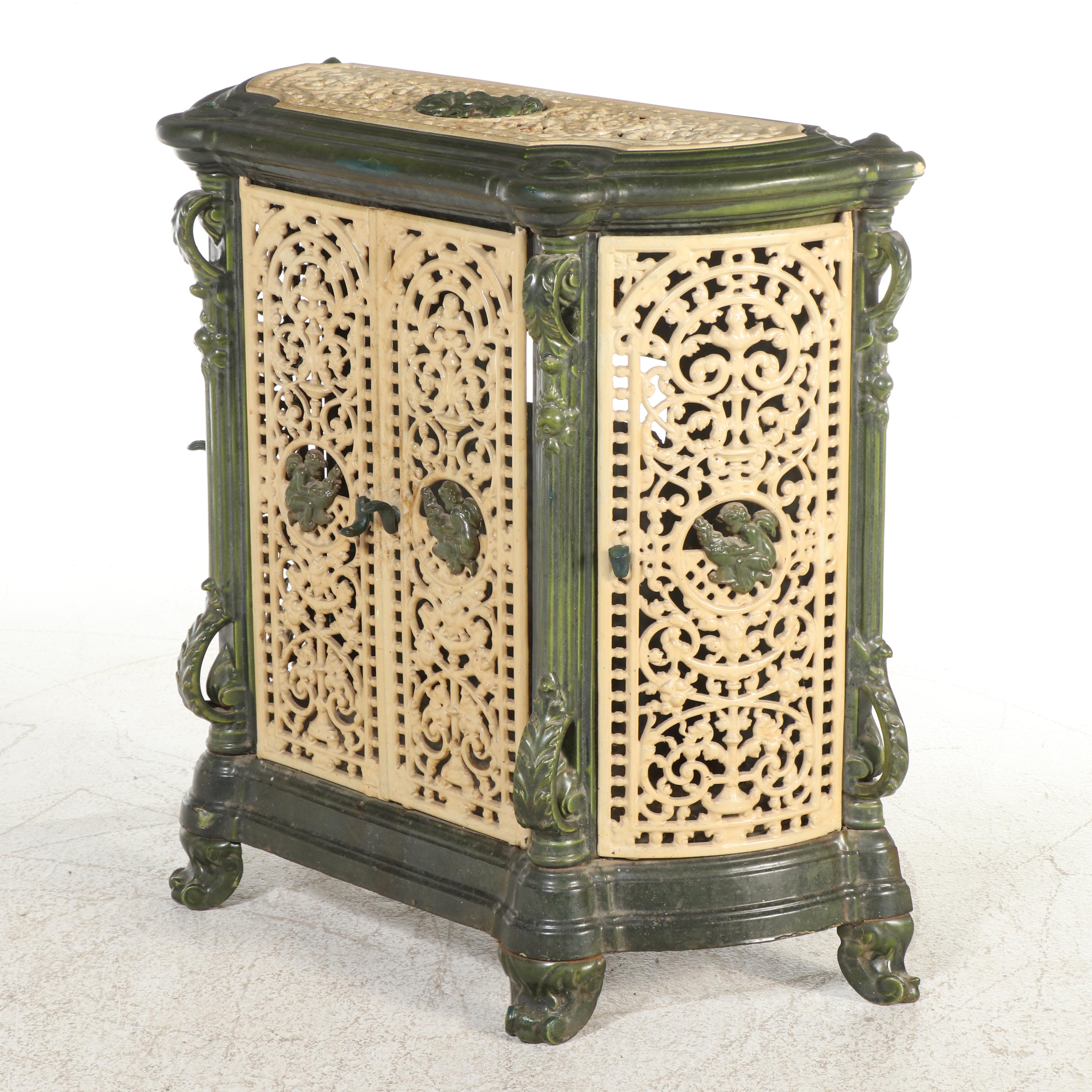 Enameled Cast Iron Parlor Stove, Late 19th/Early 20th Century