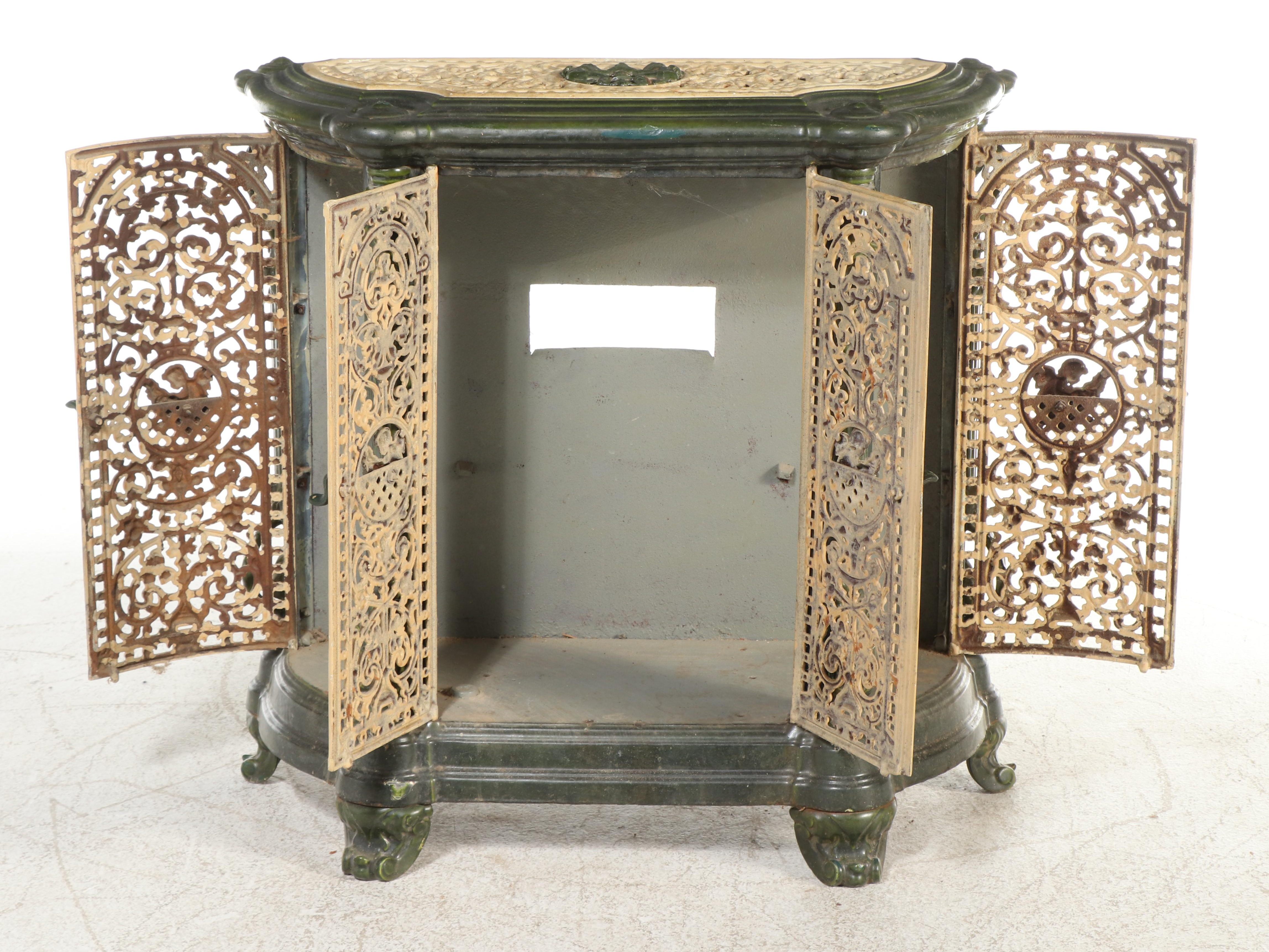 Enameled Cast Iron Parlor Stove, Late 19th/Early 20th Century