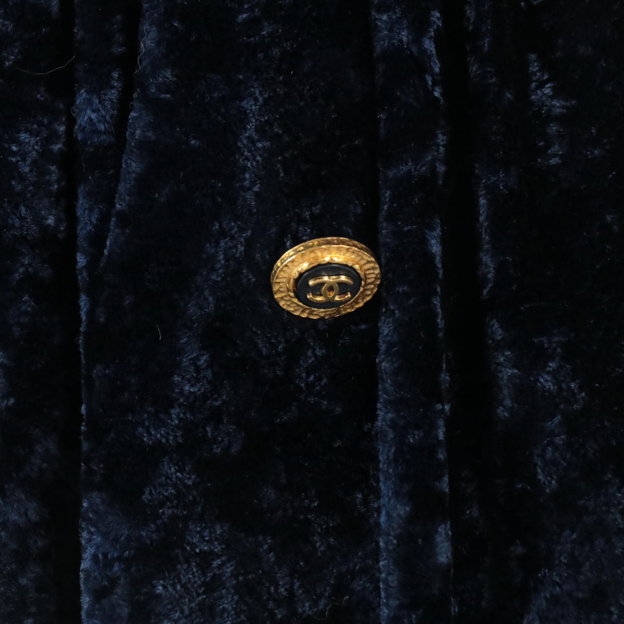 Chanel Blue Crushed Velvet Corset Mini Dress with Woven Chain Straps, 1990s