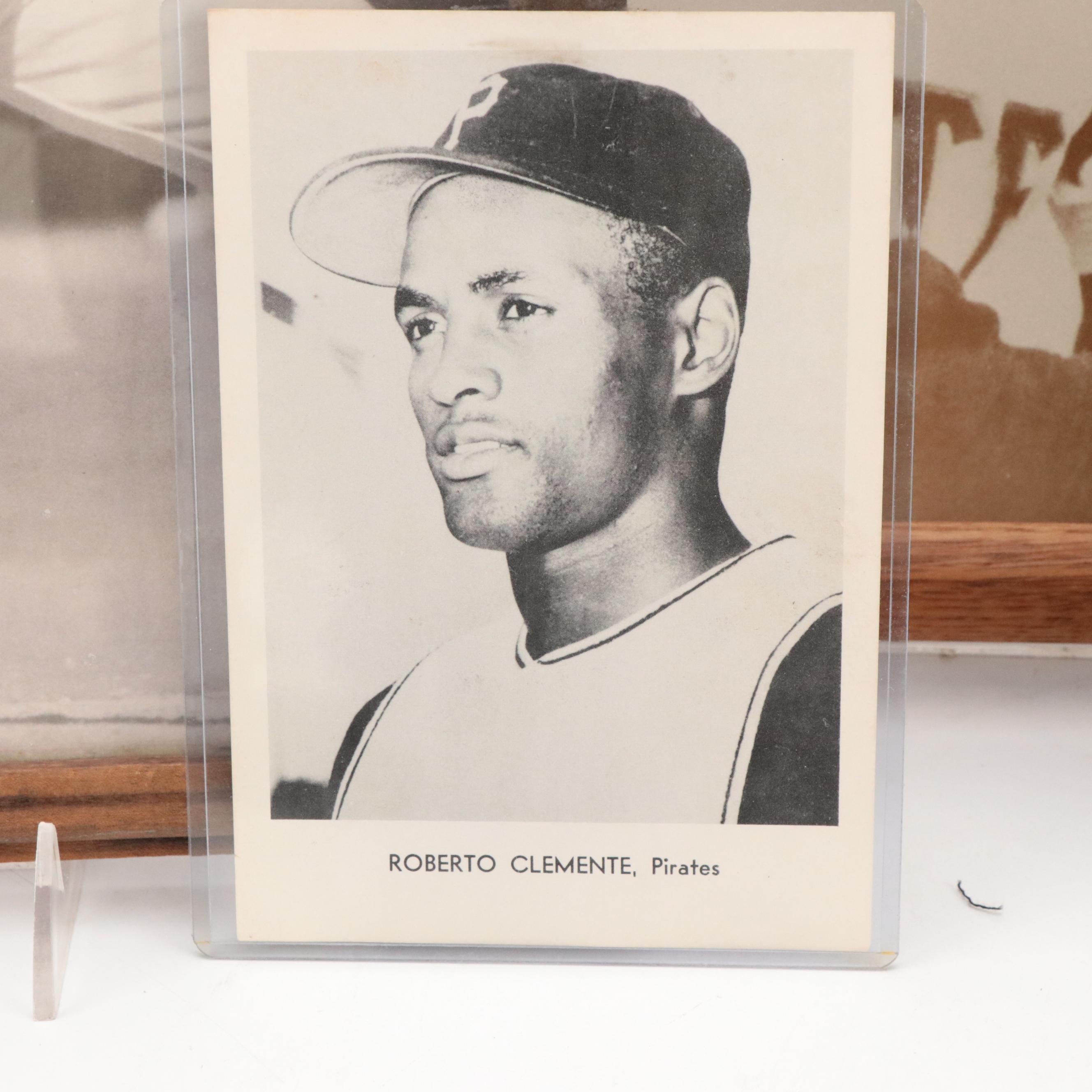 Roberto Clemente Framed Baseball Prints, Vinyl Records, and Roto Newspaper
