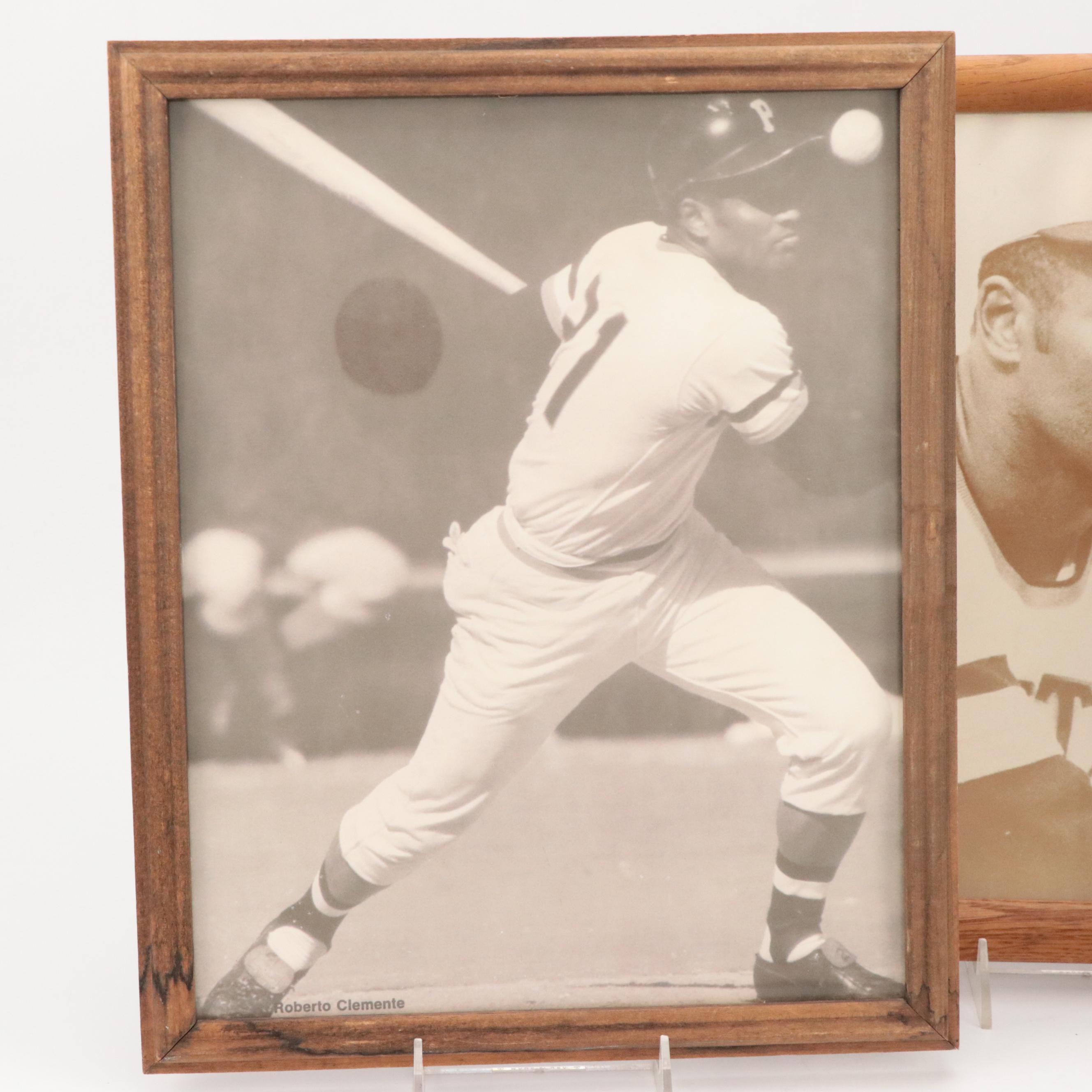 Roberto Clemente Framed Baseball Prints, Vinyl Records, and Roto Newspaper