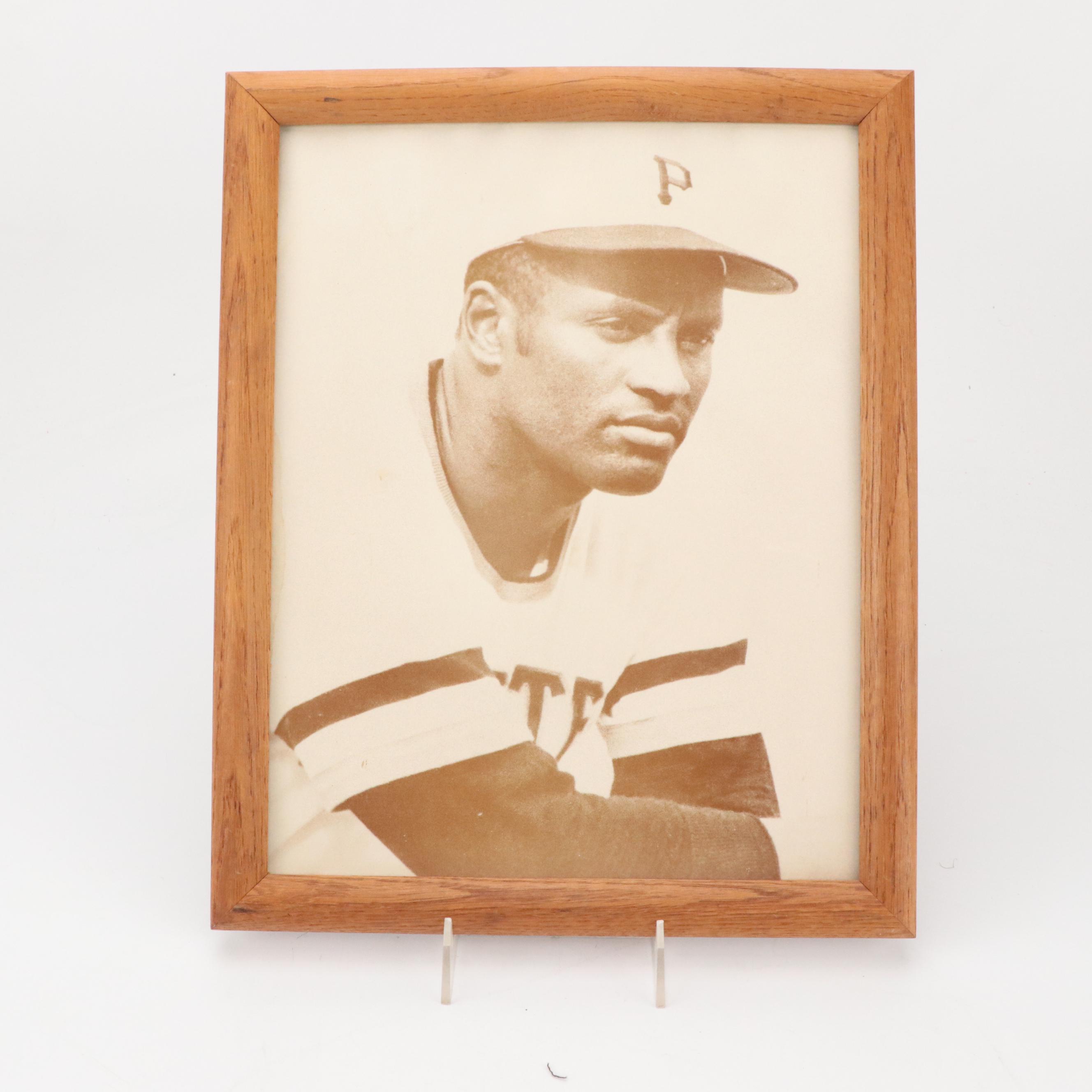 Roberto Clemente Framed Baseball Prints, Vinyl Records, and Roto Newspaper