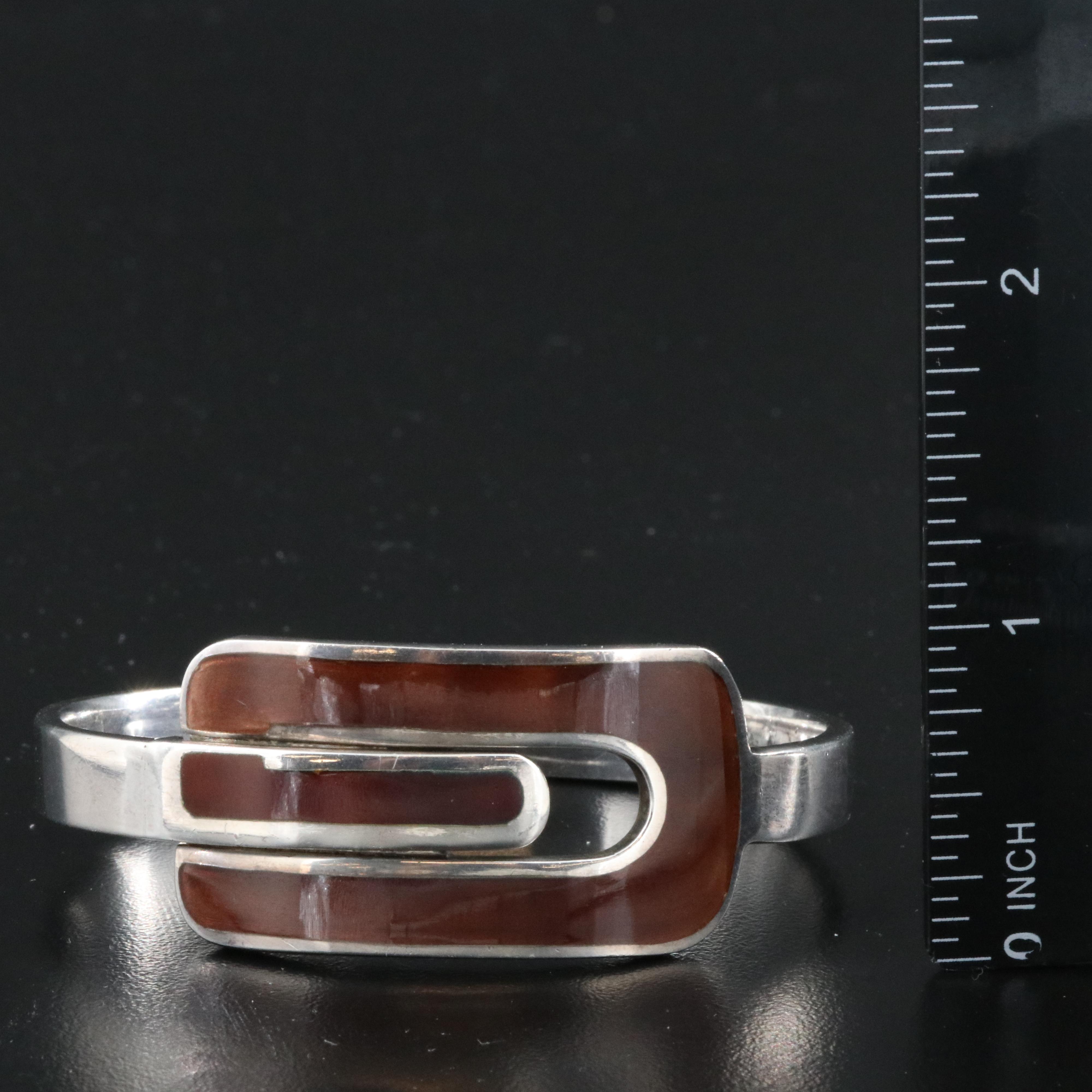 Gucci Sterling and Enamel G Hinged Bracelet