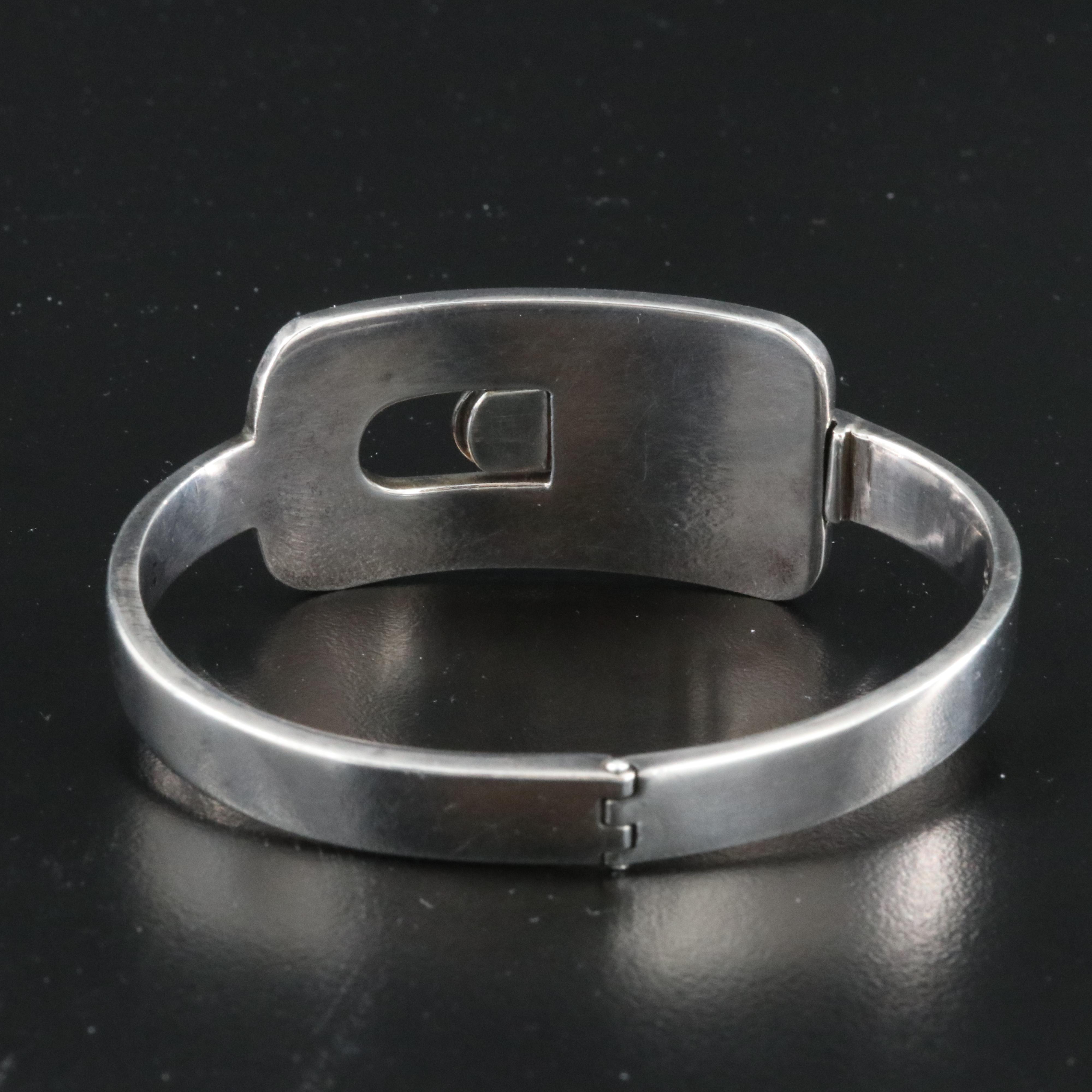 Gucci Sterling and Enamel G Hinged Bracelet