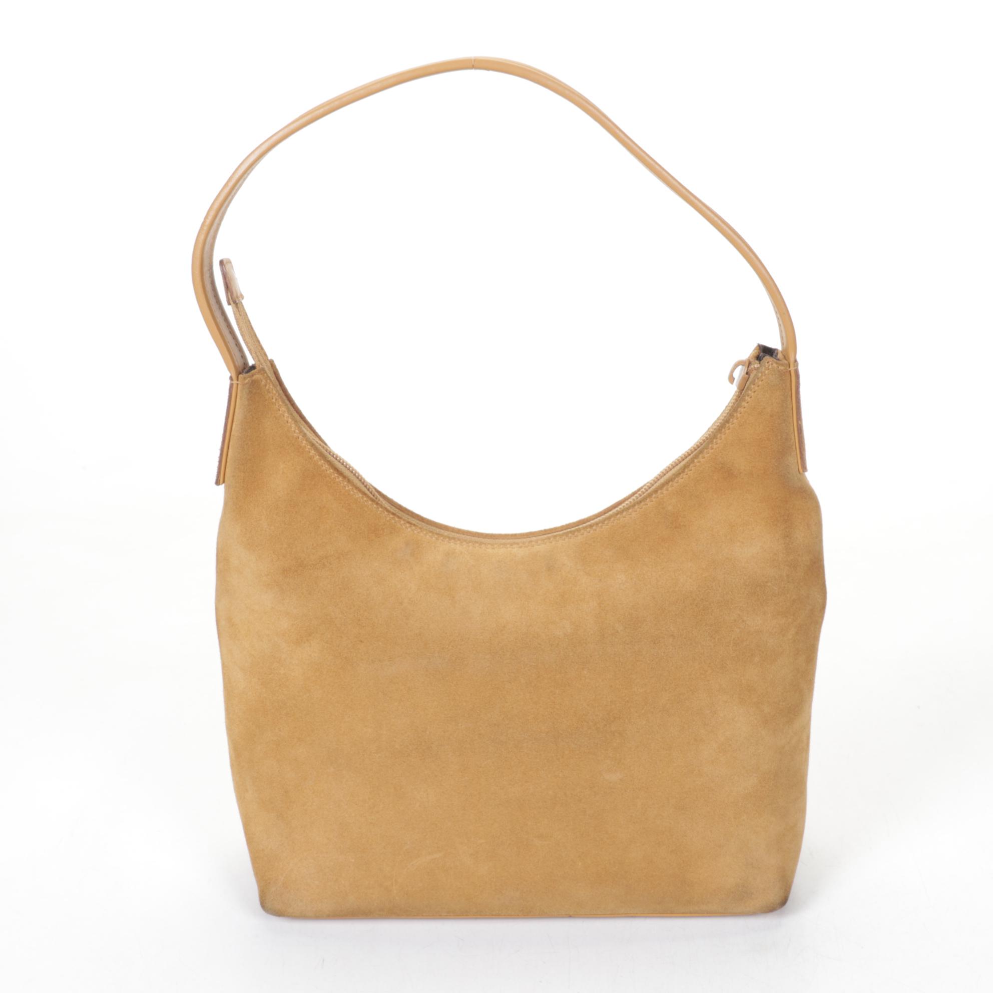 Gucci Suede Shoulder Bag with Zip Front Pocket