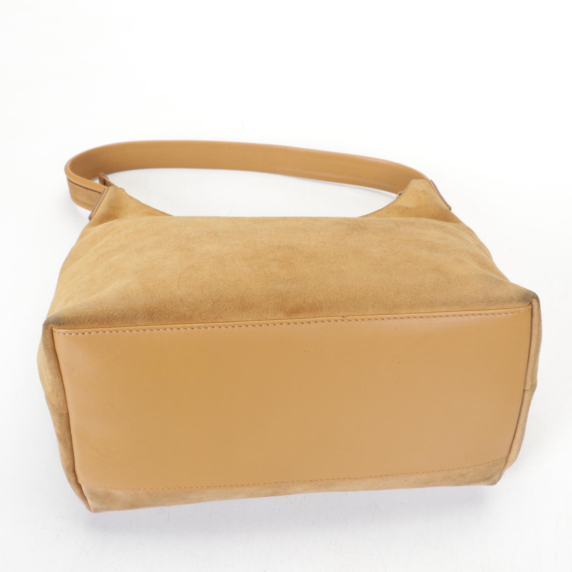 Gucci Suede Shoulder Bag with Zip Front Pocket
