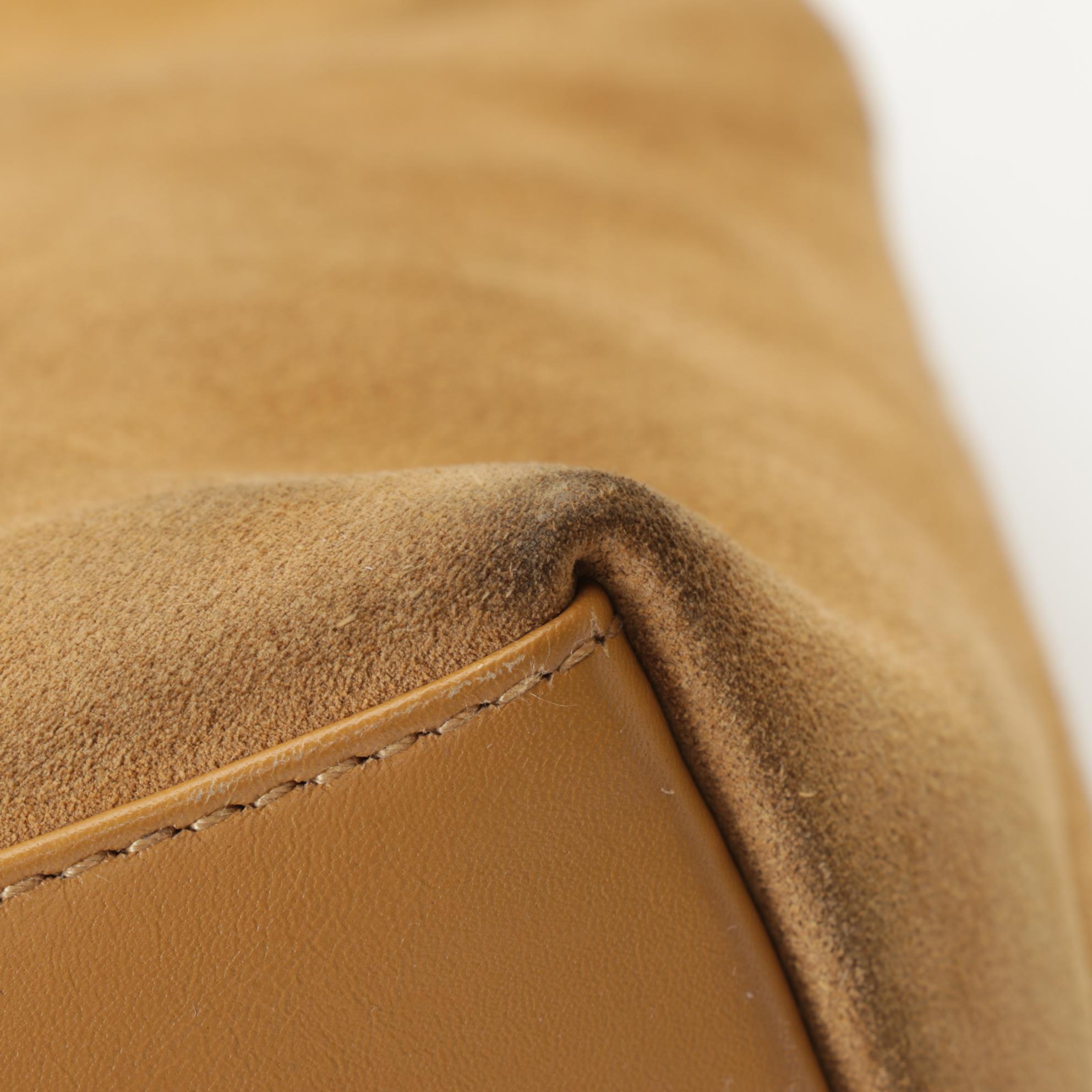 Gucci Suede Shoulder Bag with Zip Front Pocket