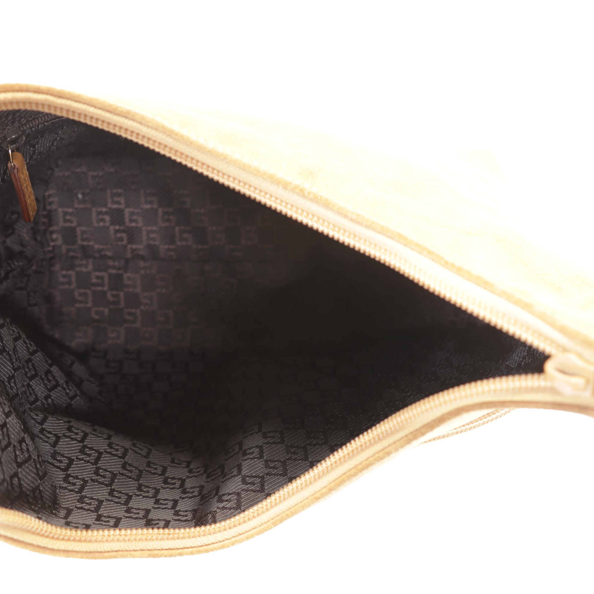 Gucci Suede Shoulder Bag with Zip Front Pocket