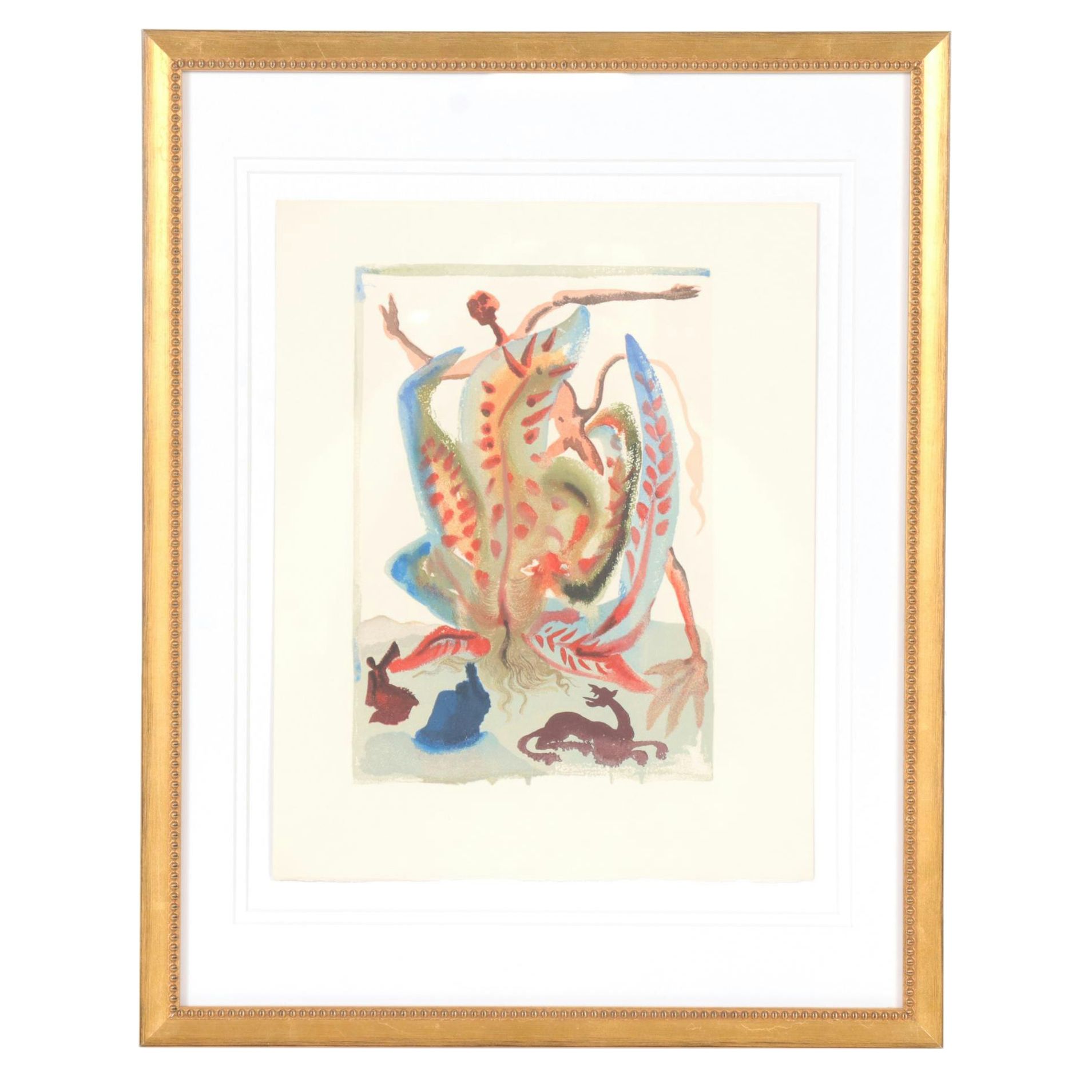 Salvador Dalí Wood Engraving "La gourmandise"