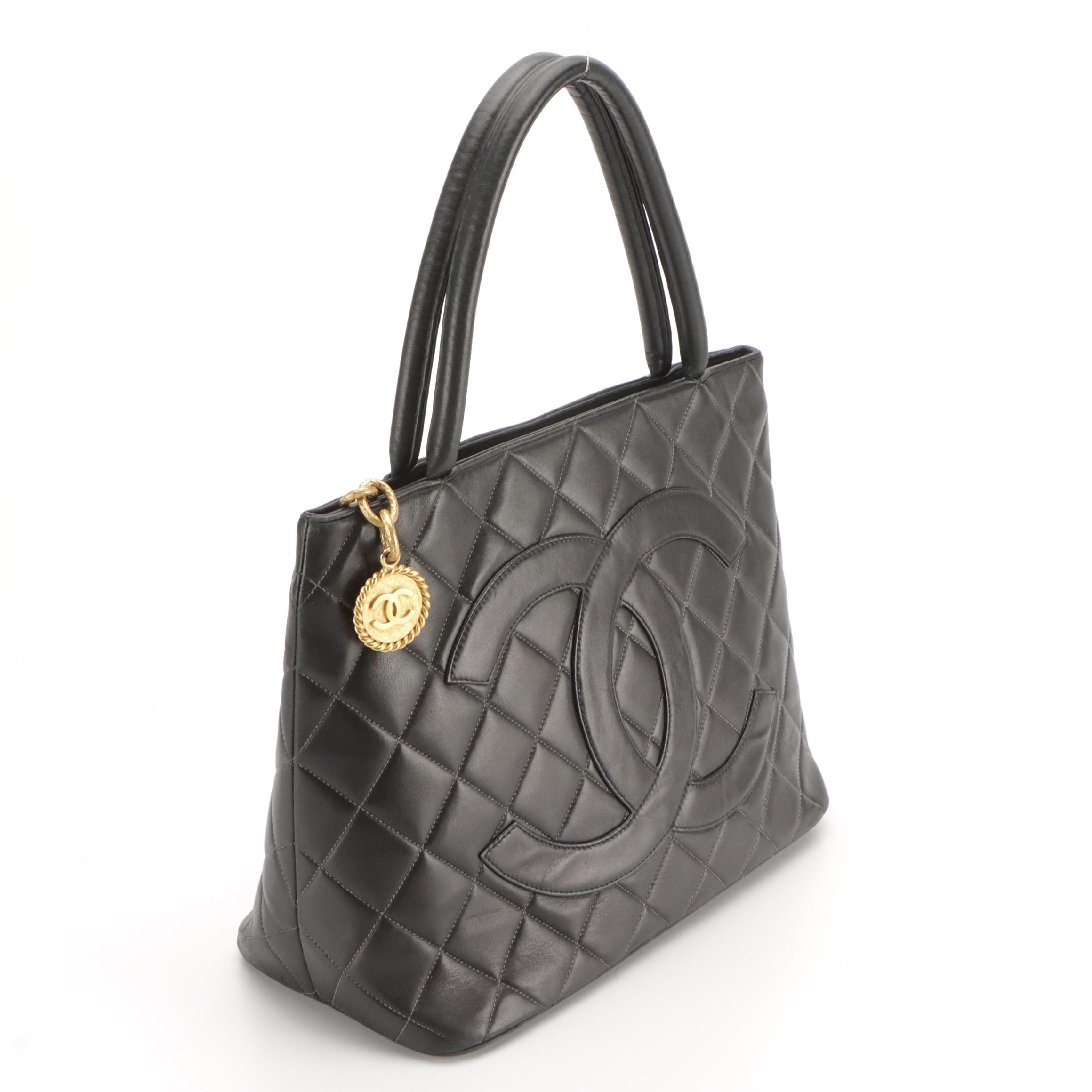 Chanel Medallion Tote in Black Quilted Lambskin Leather