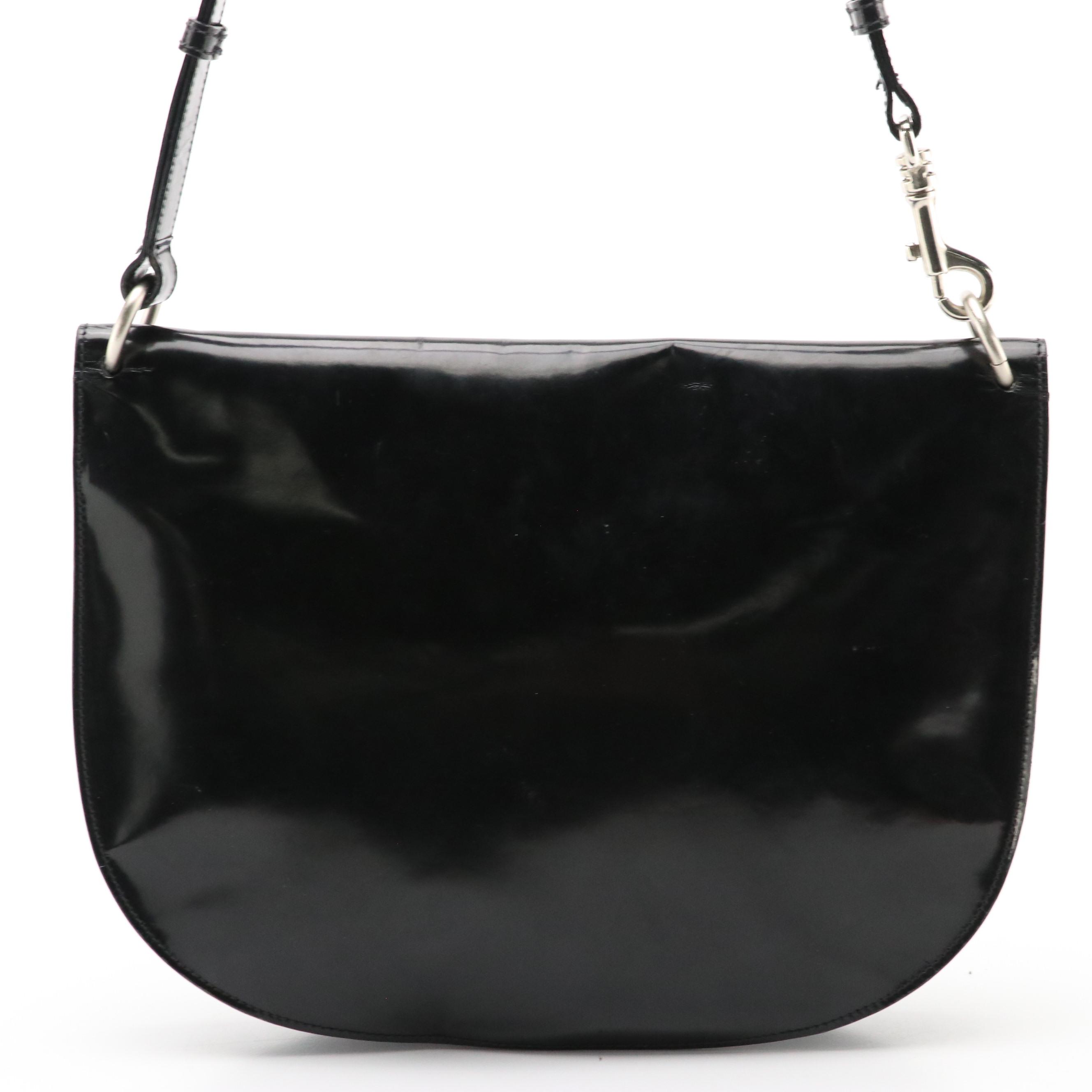 Prada Gusset Shoulder Bag in Glazed Leather