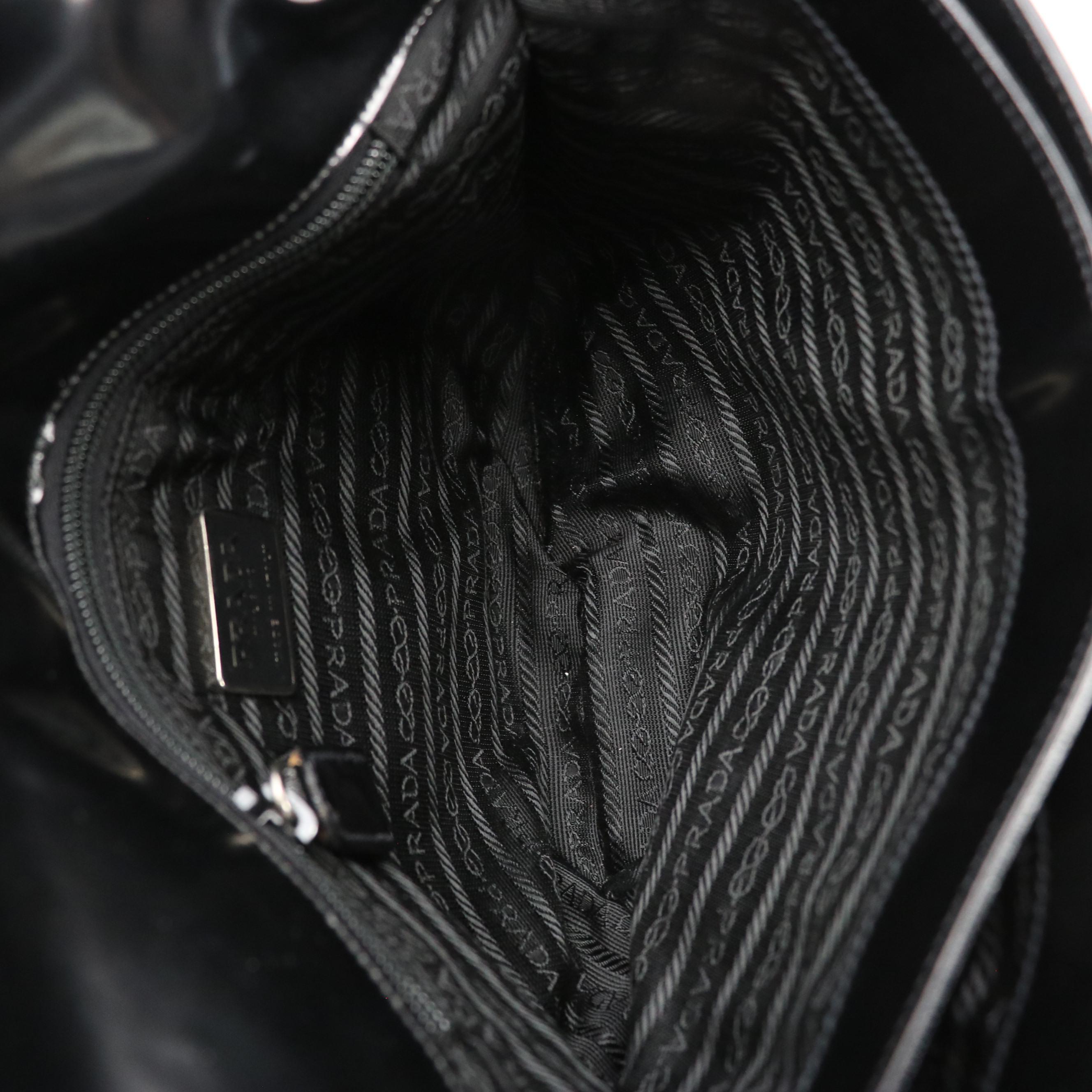 Prada Gusset Shoulder Bag in Glazed Leather