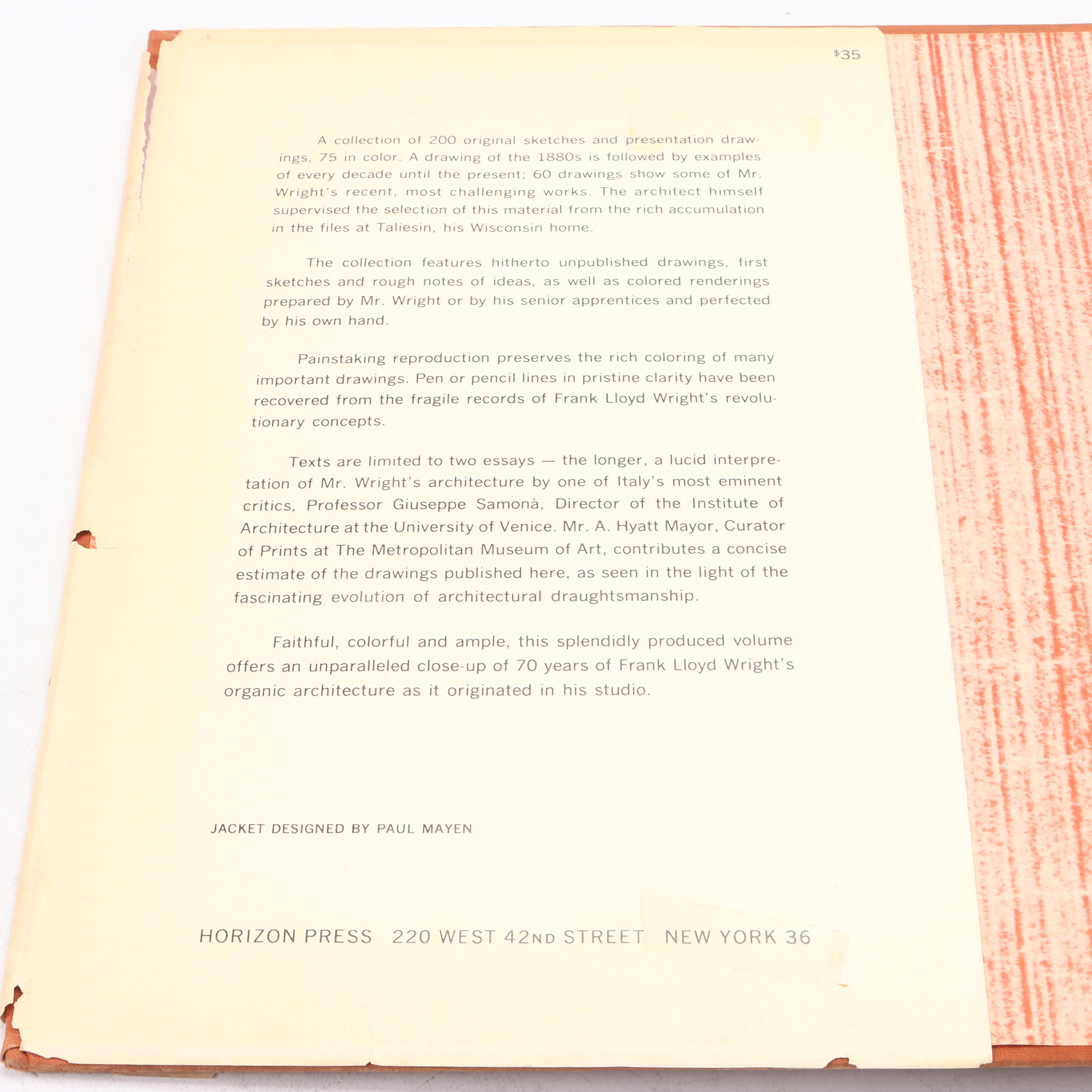 "Frank Lloyd Wright: Drawings for a Living Architecture" by Giuseppe Samonà