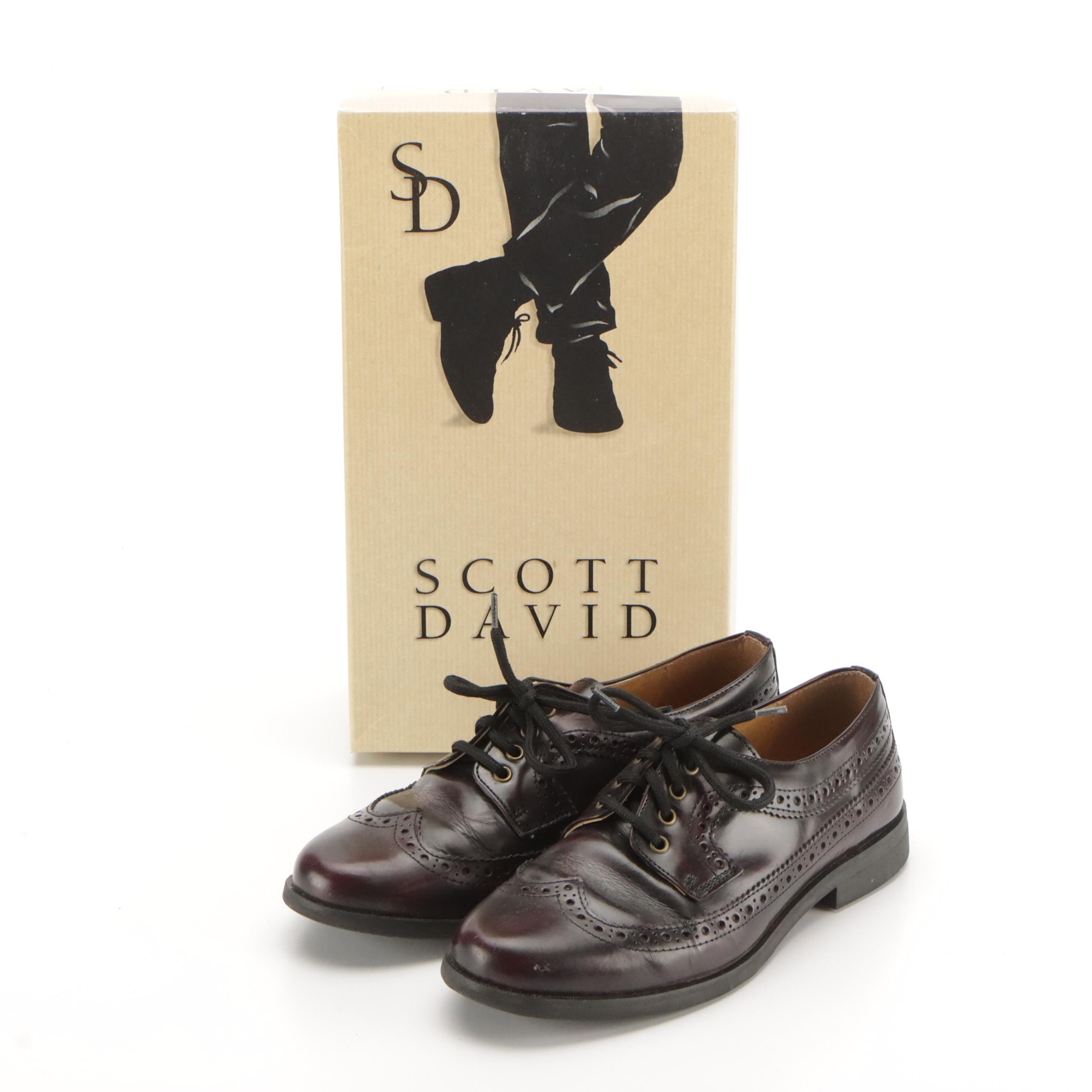 Boy's Scott David Wall Street Wingtip Brogue Leather Dress Shoes with Boxes