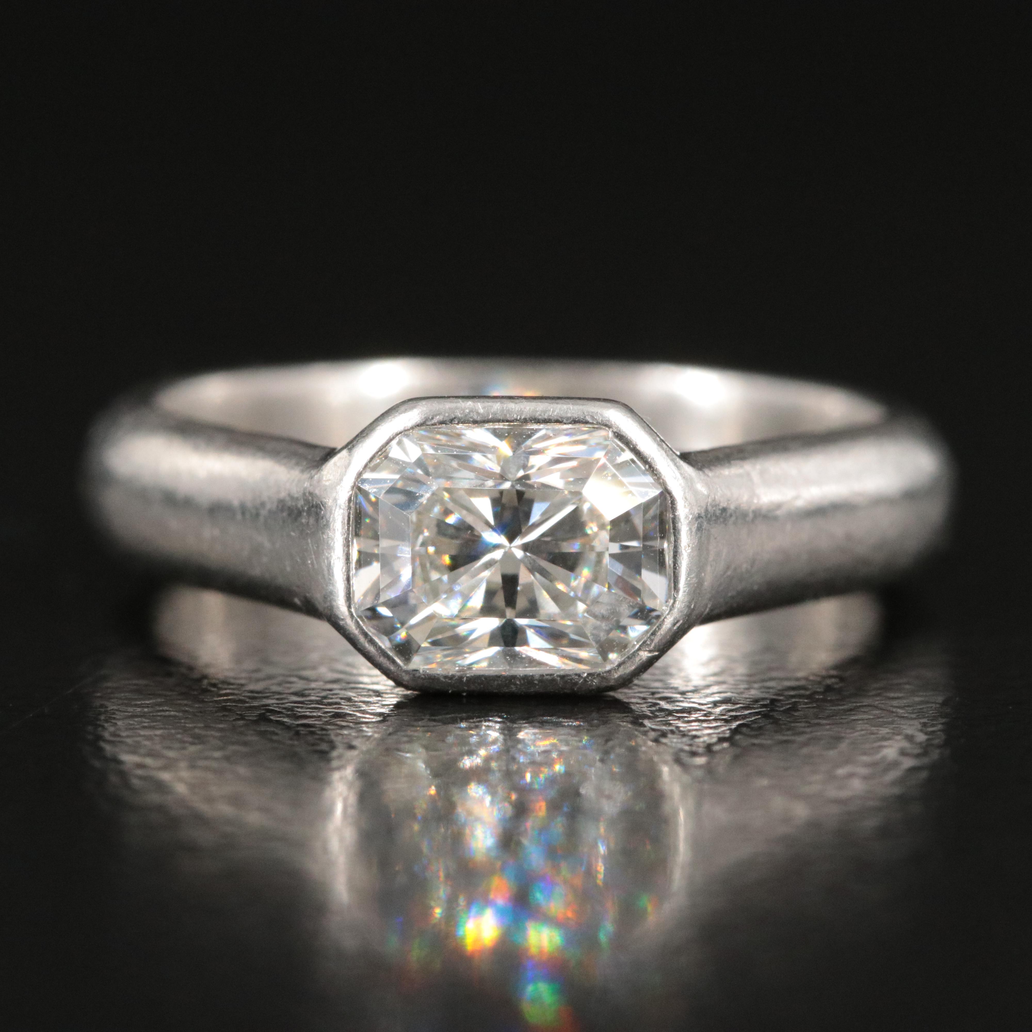 Tiffany & Co. Lucida Platinum 1.15 CT Diamond Bezel Set Ring