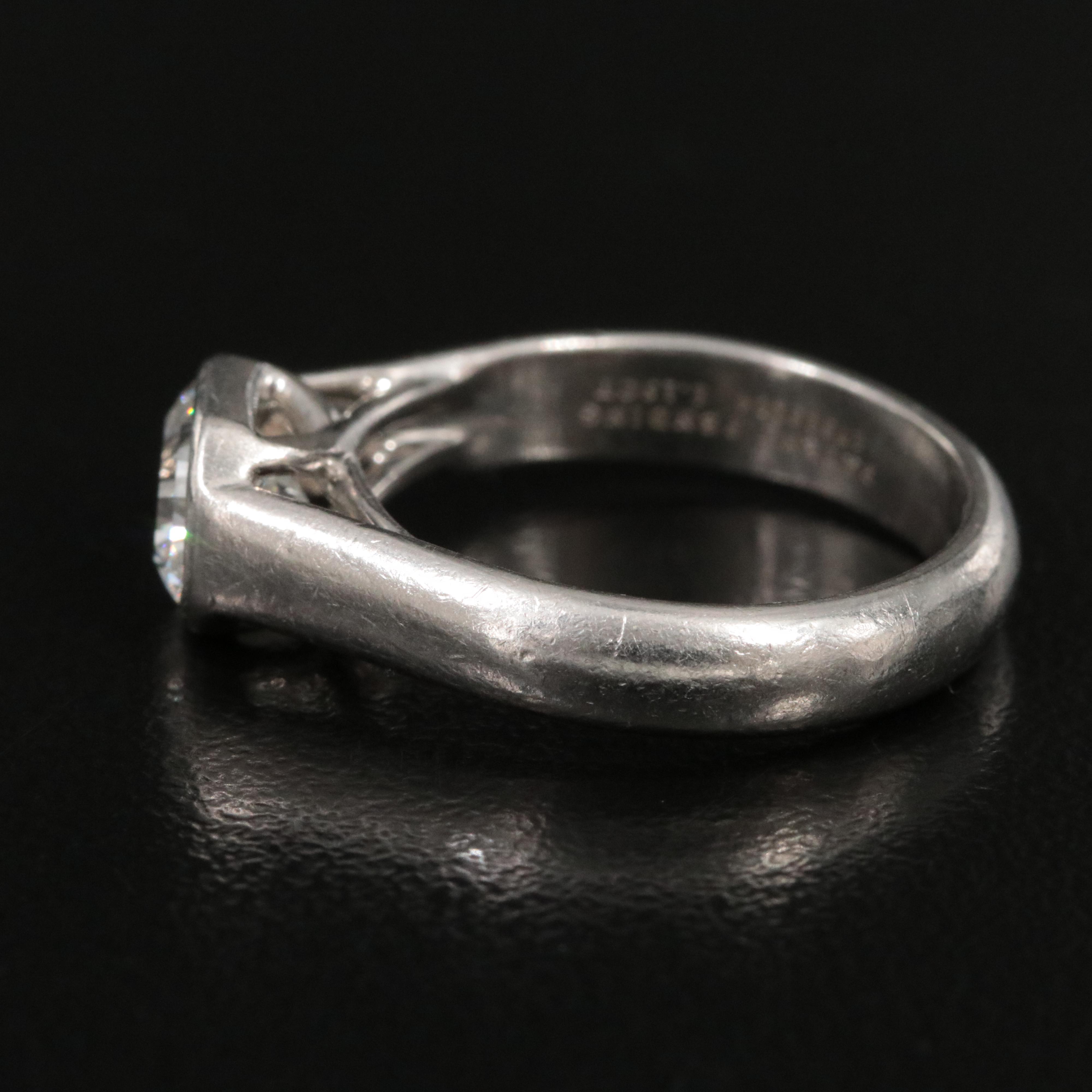 Tiffany & Co. Lucida Platinum 1.15 CT Diamond Bezel Set Ring