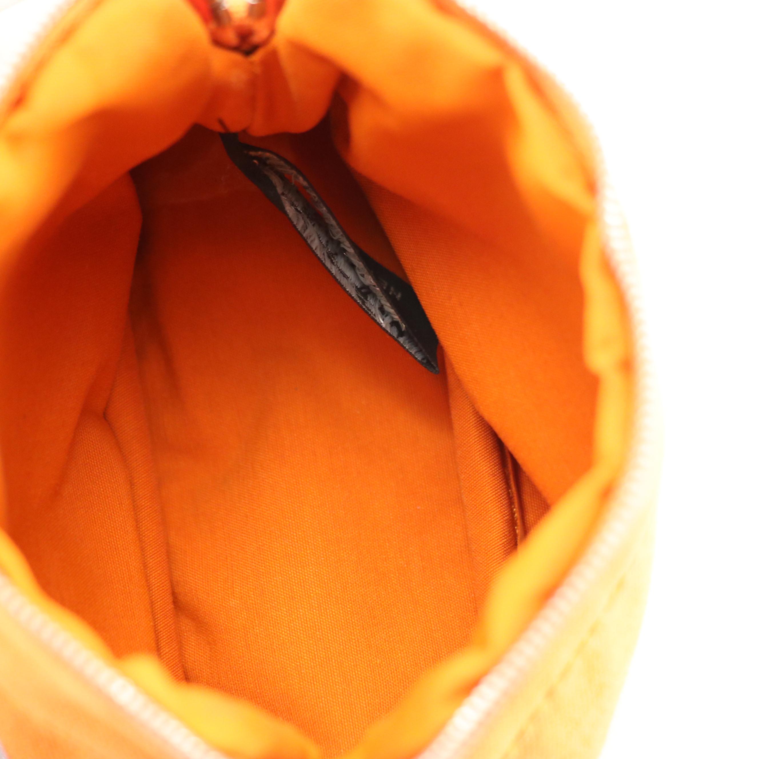 Hermès Mini Bolide Zip Pouch in Orange Canvas with Leather Trim