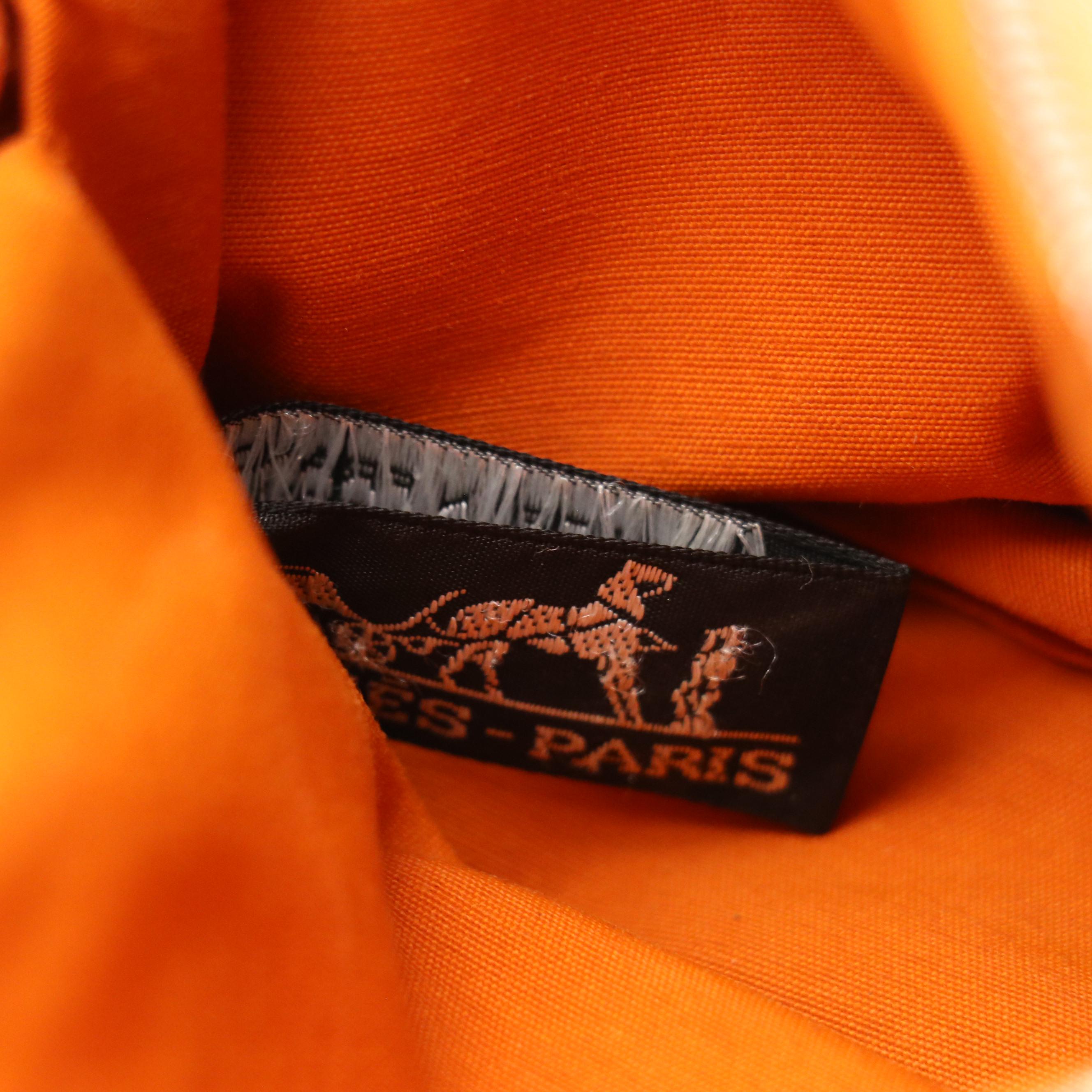 Hermès Mini Bolide Zip Pouch in Orange Canvas with Leather Trim